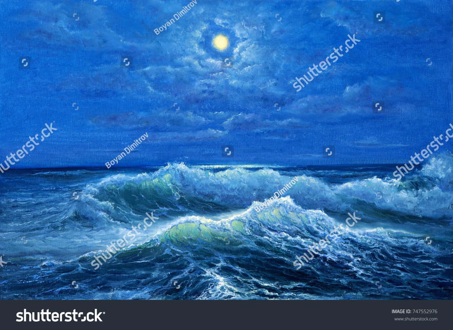 Original Oil Painting Showing Waves Ocean Stock Illustration Shutterstock