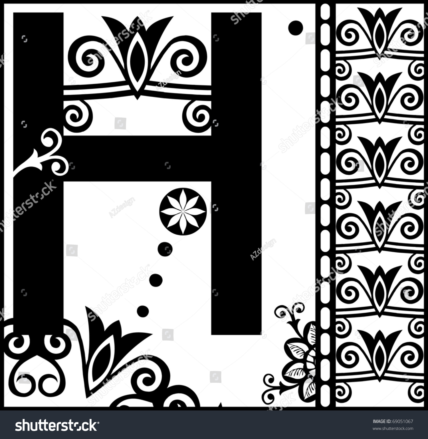 Ornamental Abc Decorative Letter H Stock Illustration 69051067   Stock Photo Ornamental Abc Decorative Letter H 69051067 