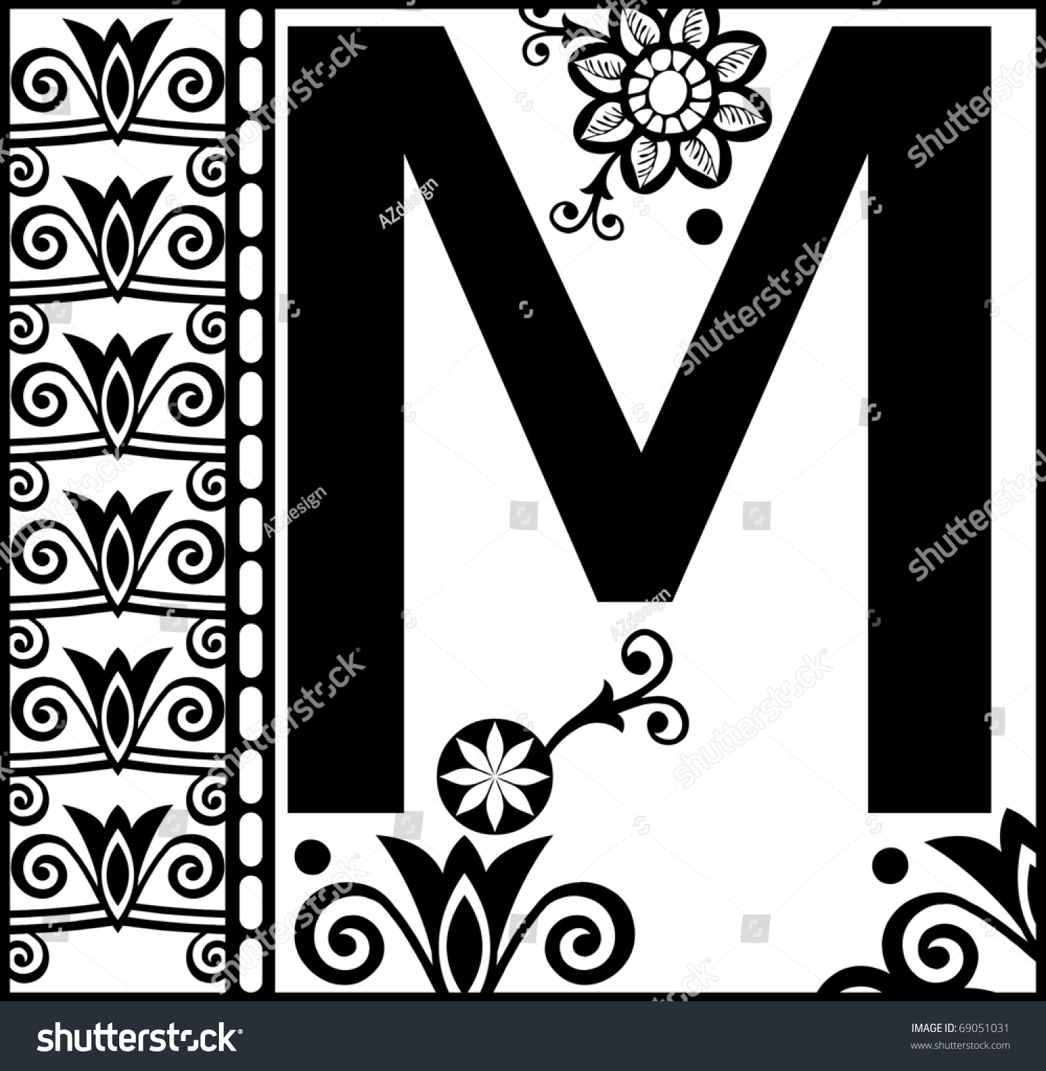 Ornamental Abc, Decorative Letter M Stock Photo 69051031 : Shutterstock