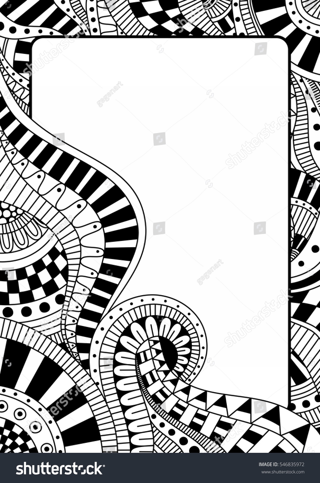 Ornamental Frame Handdrawn Pattern Doodle Art Stock Illustration