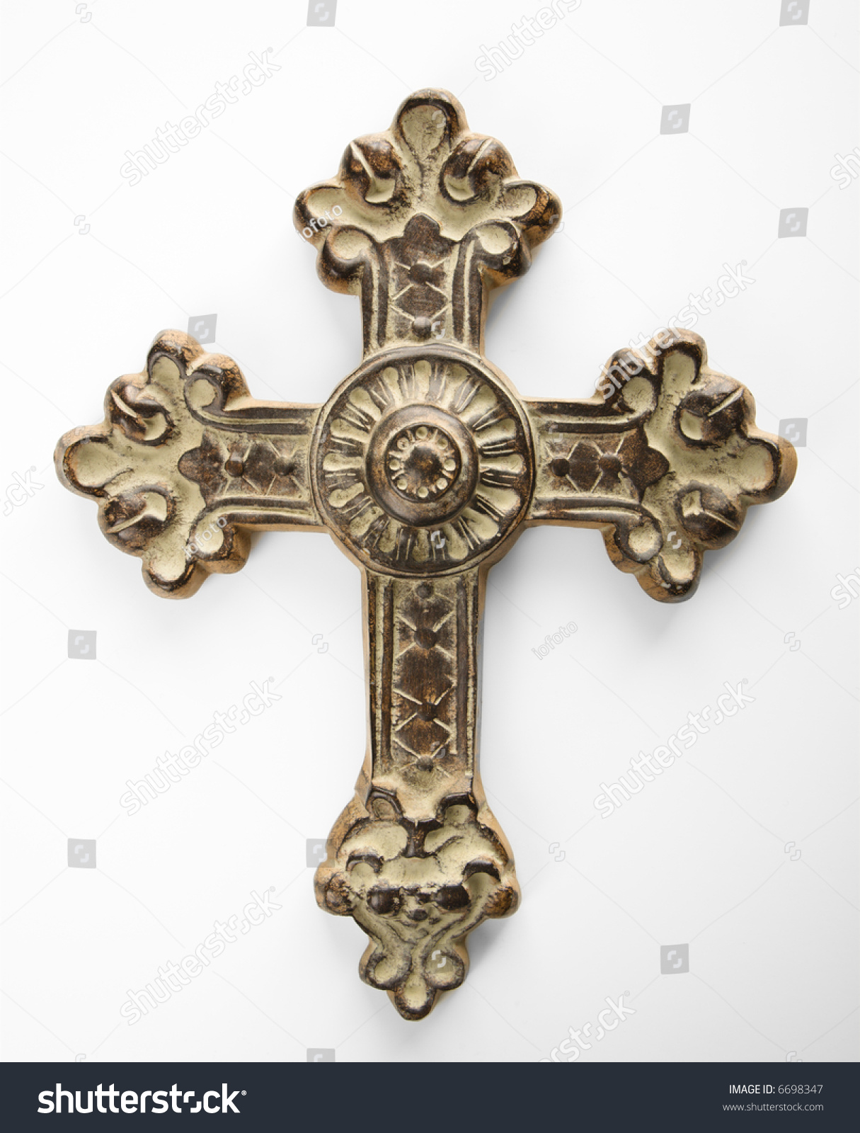 Ornamental Religious Cross Against White Background. Stock Photo ...