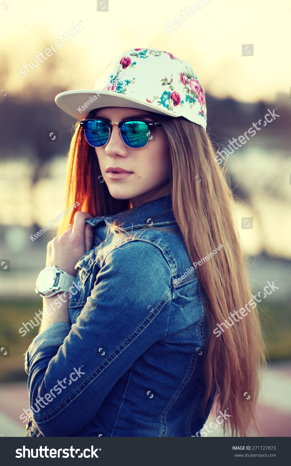 Outdoor Fashion Portrait Of Stylish Swag Girl, Wearing Swag Cap, Trendy ...