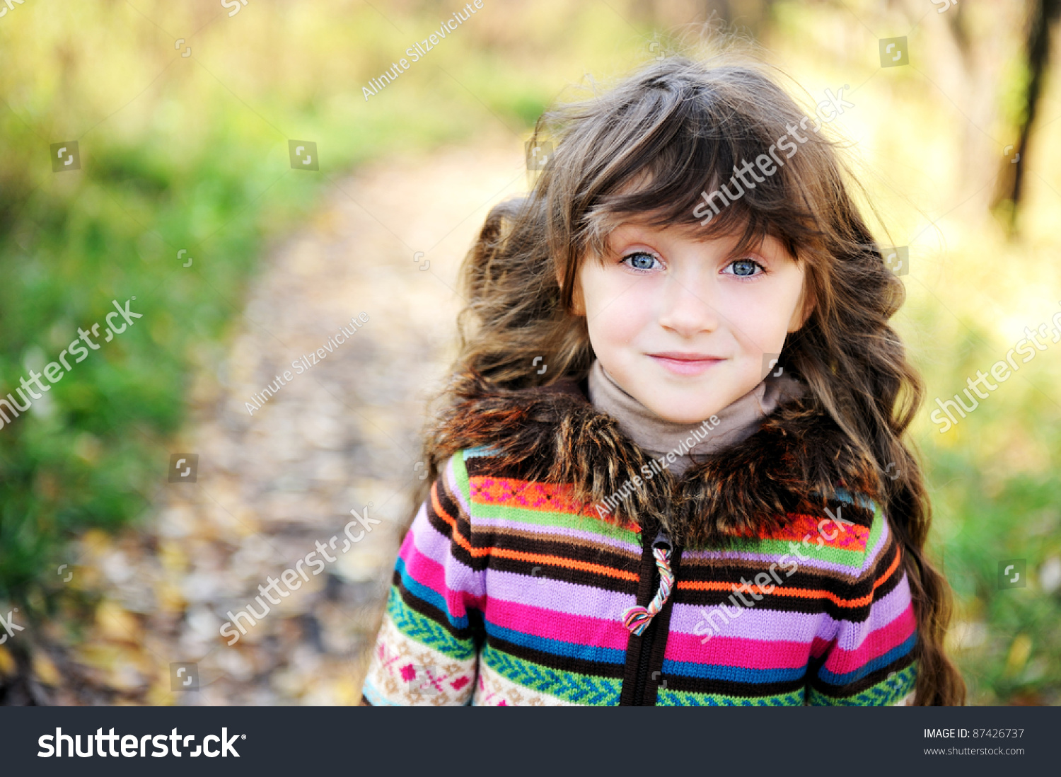 Outdoor Portrait Funky Little Girl Unfastened Stock Image