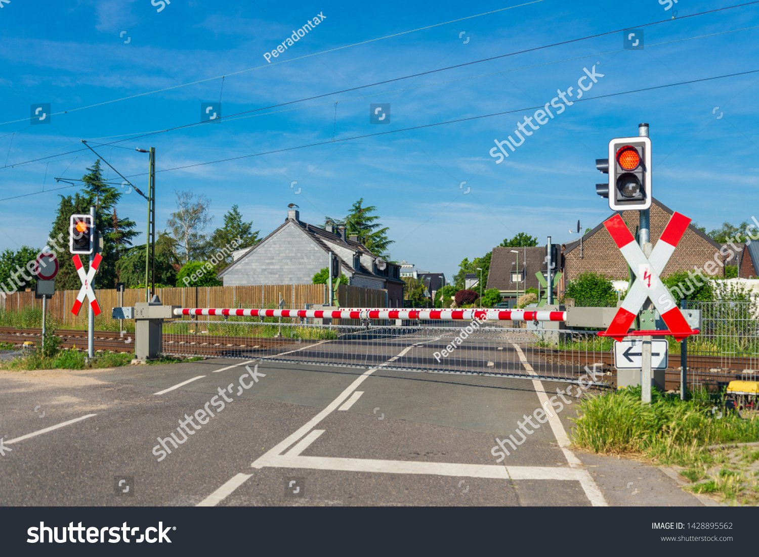 Outdoor Sunny Street View Level Crossing Stock Photo Edit Now