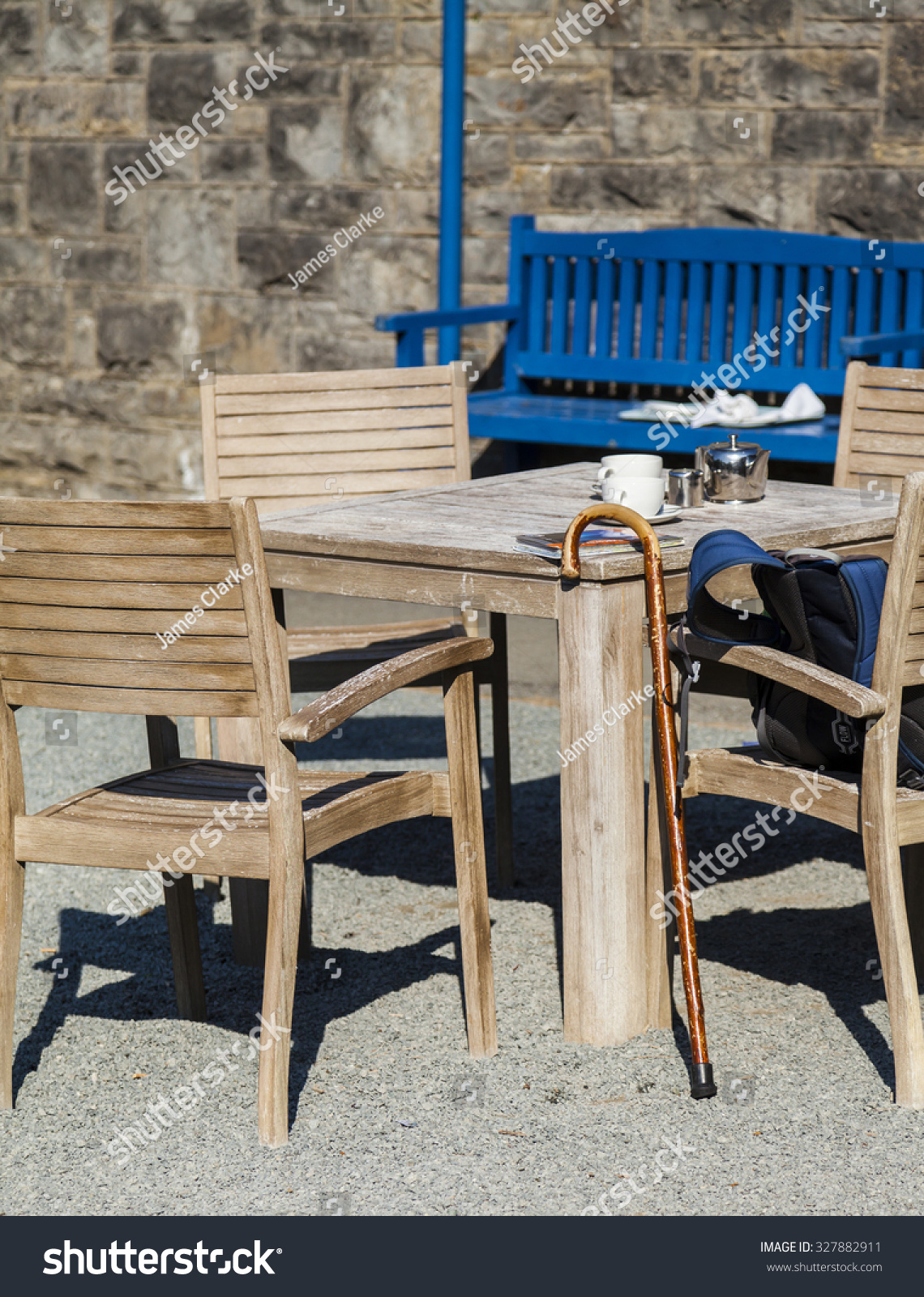 Outdoor Table Set Silver Teapot Milk Stock Photo Edit Now 327882911