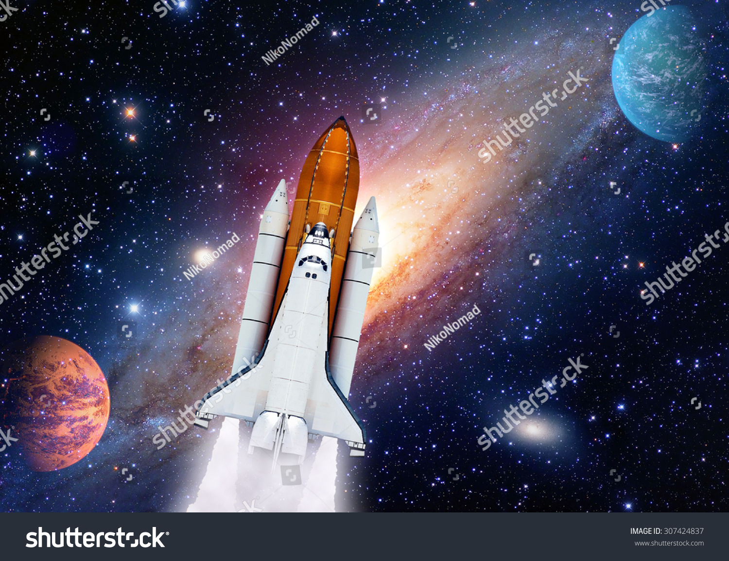 Outer Space Shuttle Rocket Launch Spaceship Stock Photo 307424837 ...