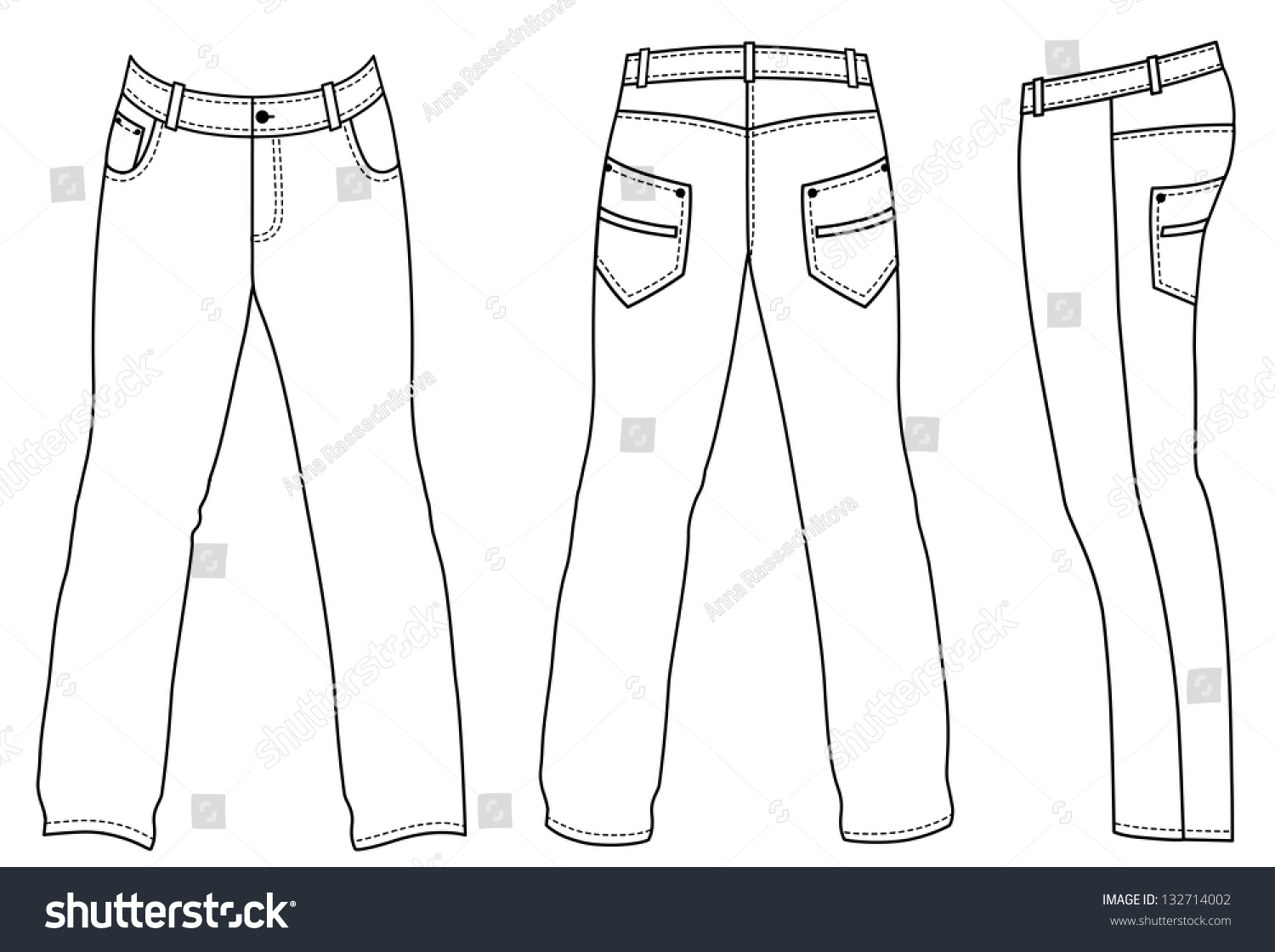 Outline Blackwhite Pants Illustration Isolated On Stock Illustration ...
