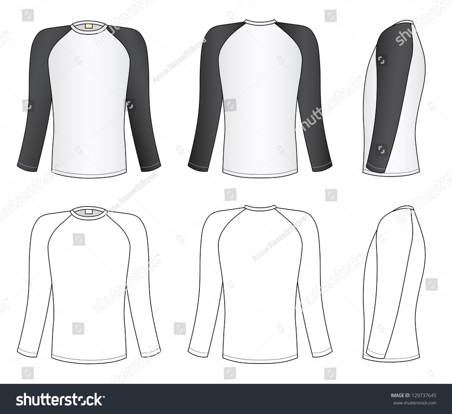Outline Black-White T-Shirt Illustration Isolated On White - 129737645 ...