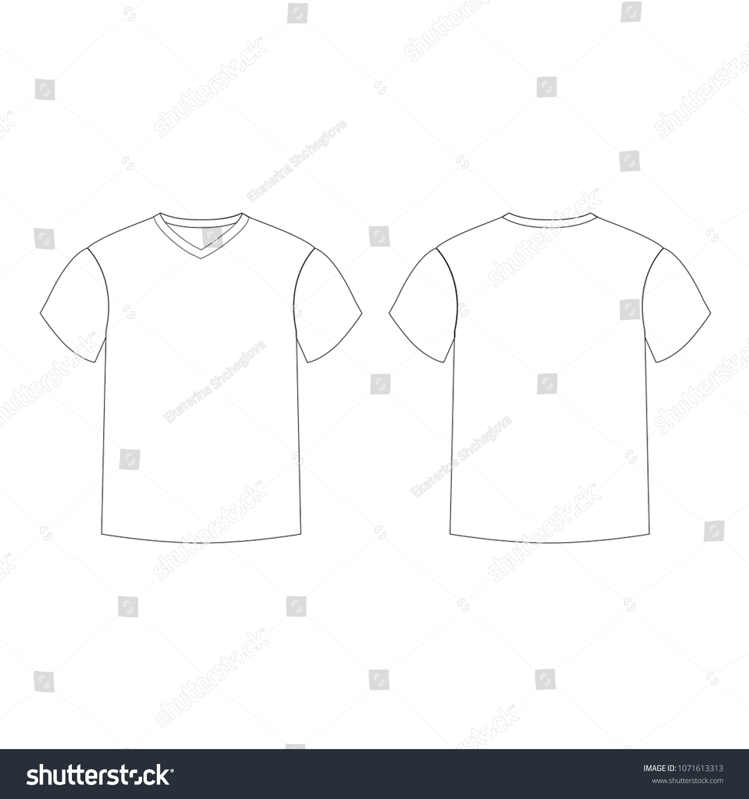 Outline Countur Silhouette Mens Tshirt Template Stock Illustration ...