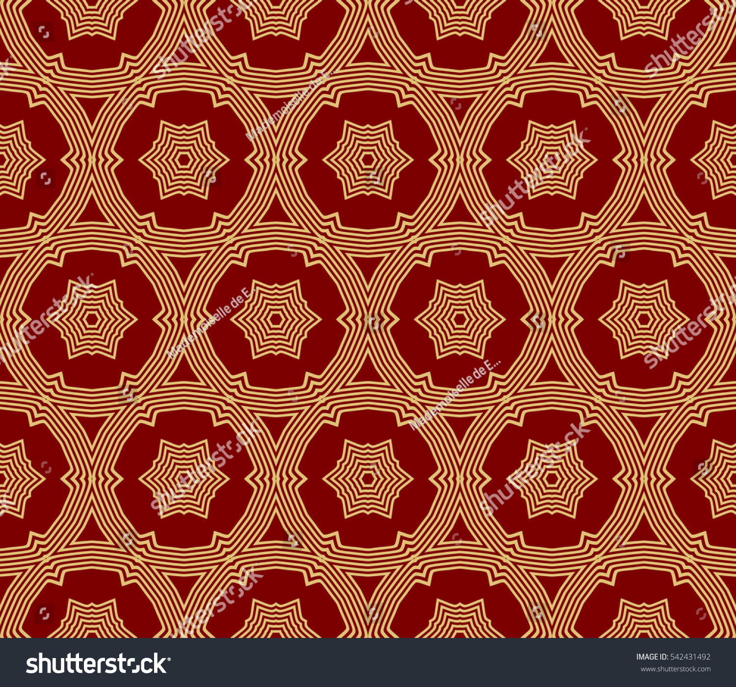 Outline Flower Geometry Pattern Gold On Stock Illustration 542431492 ...