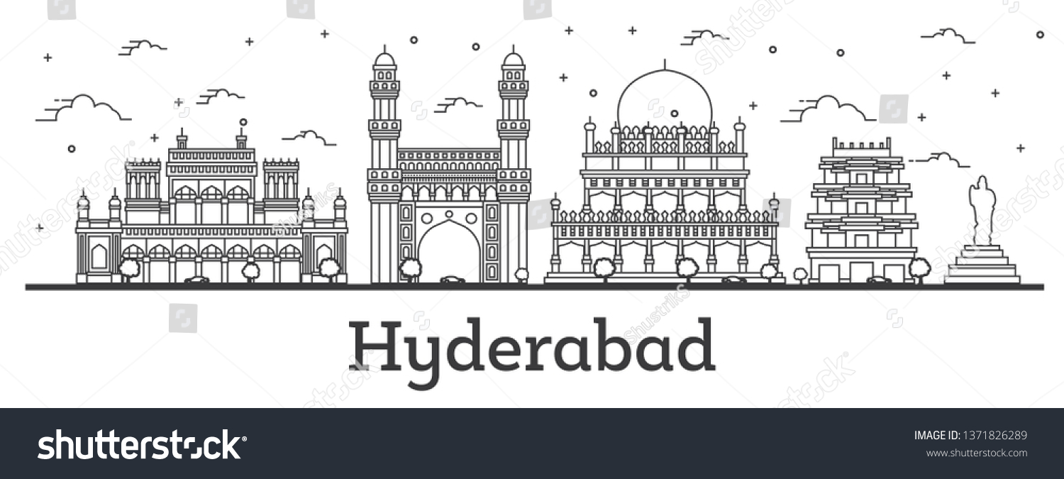 Outline Hyderabad India City Skyline Historical Stock Illustration ...