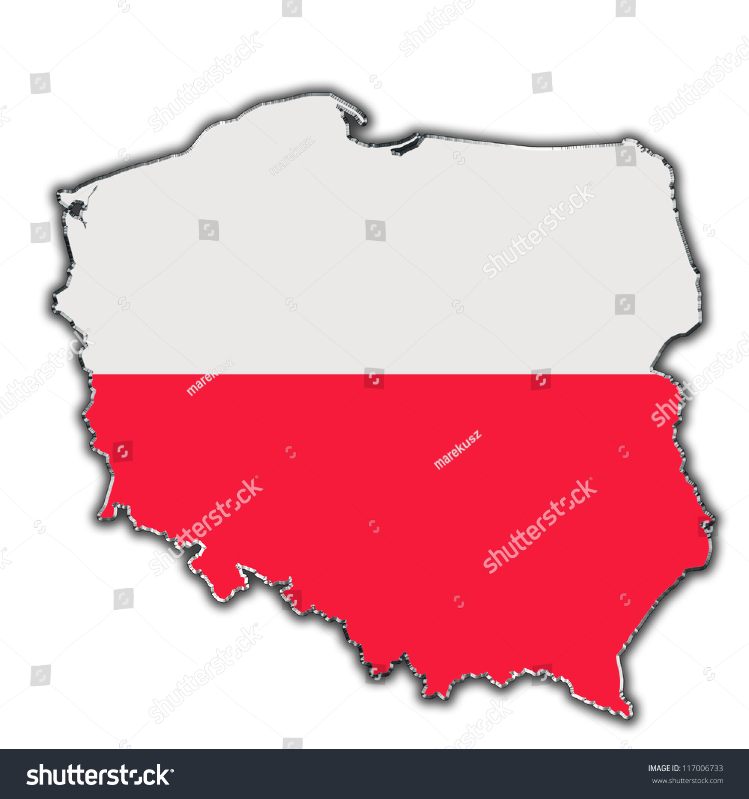 Outline Map Of Poland Covered In Polish Flag Stock Photo 117006733 ...