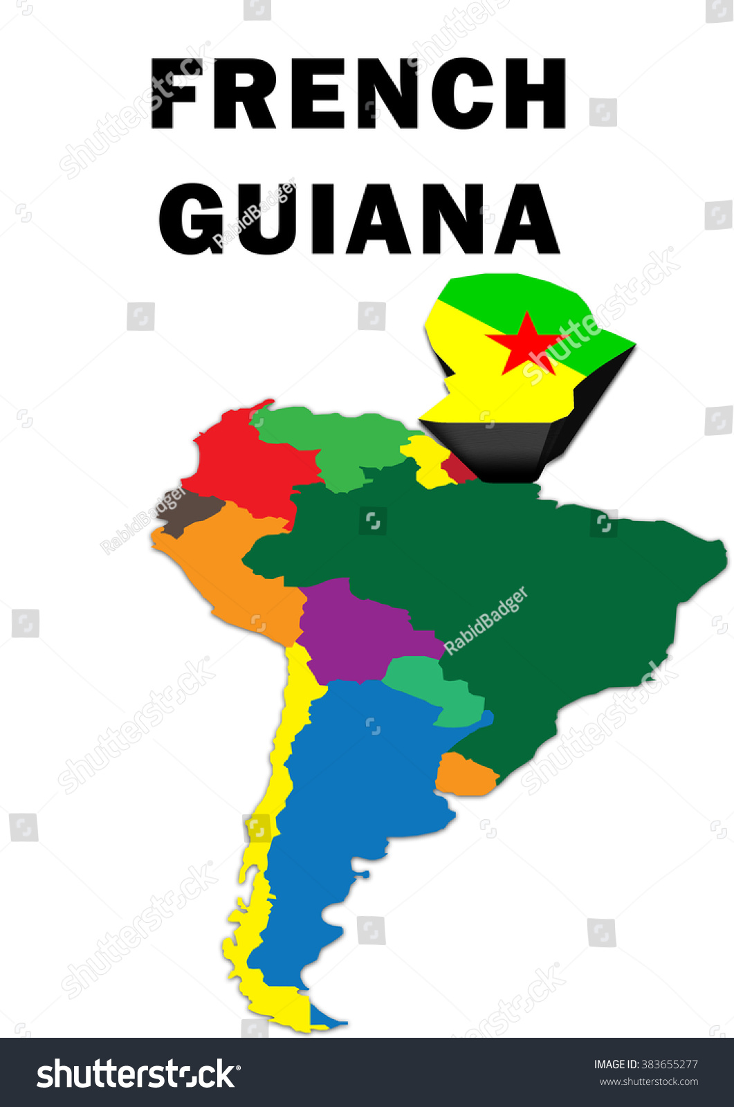 Outline Map South America French Guiana Stock Illustration 383655277