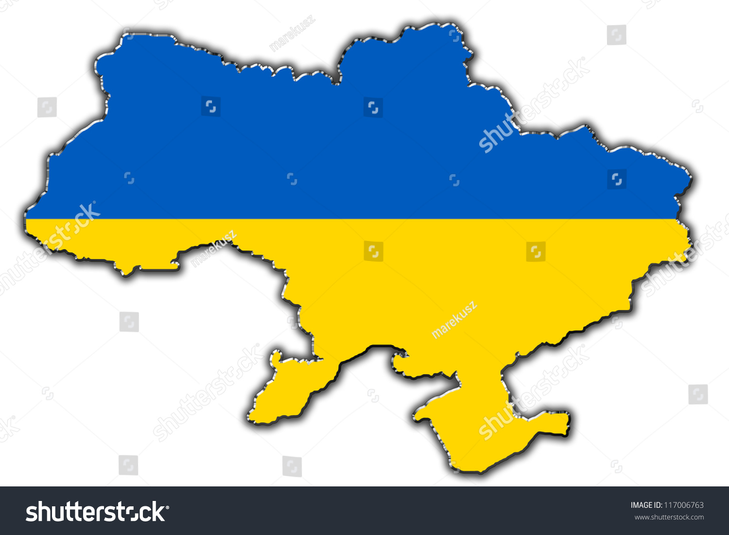 Outline Map Of Ukraine Covered In Ukrainian Flag Stock Photo 117006763 ...