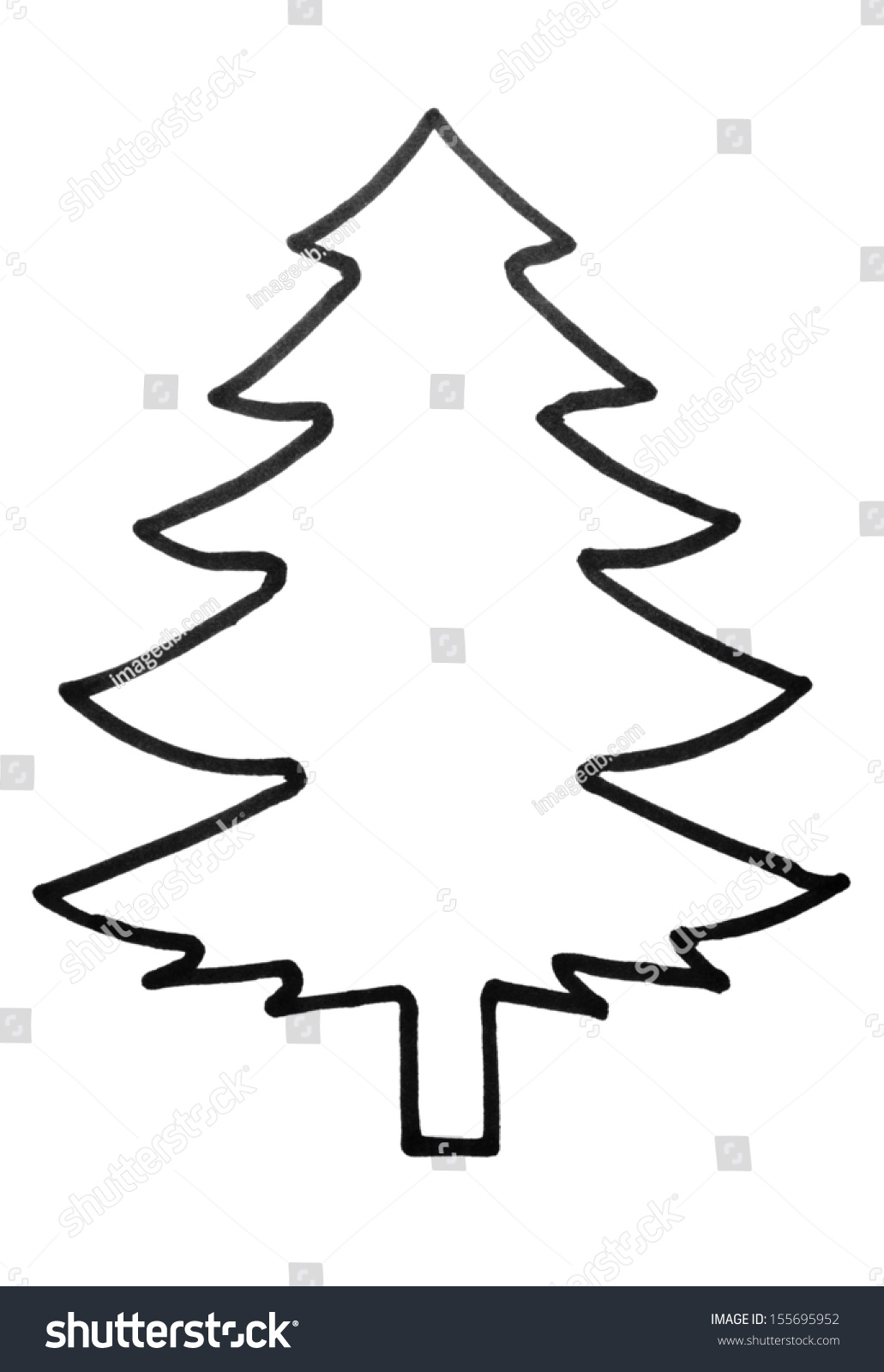 Outline Christmas Tree Stock Photo 155695952 - Shutterstock