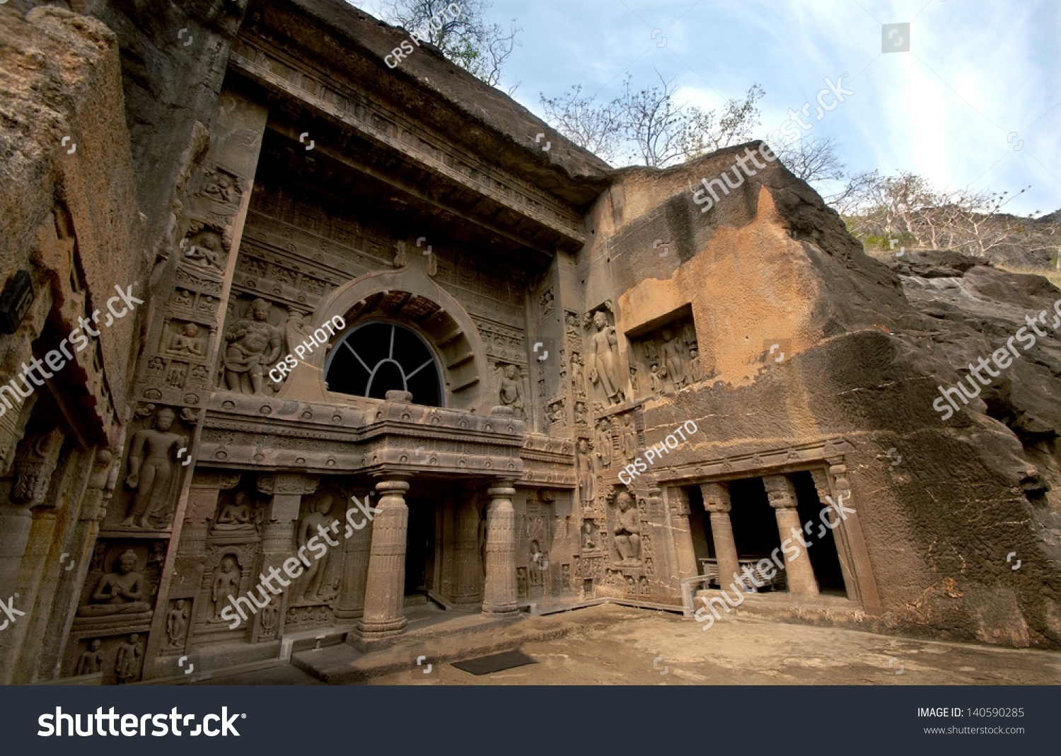 Outside Of Ajanta Caves Near Aurangabad, India. 1st Century Bc To 6th ...