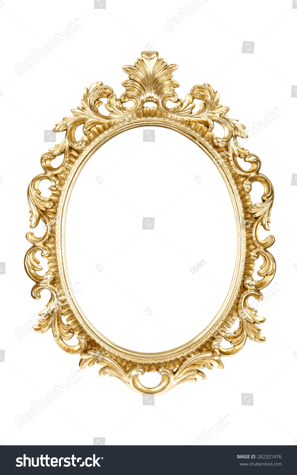 Oval Gold Picture Frame Isolated Clipping 스톡 사진(지금 편집) 282321476