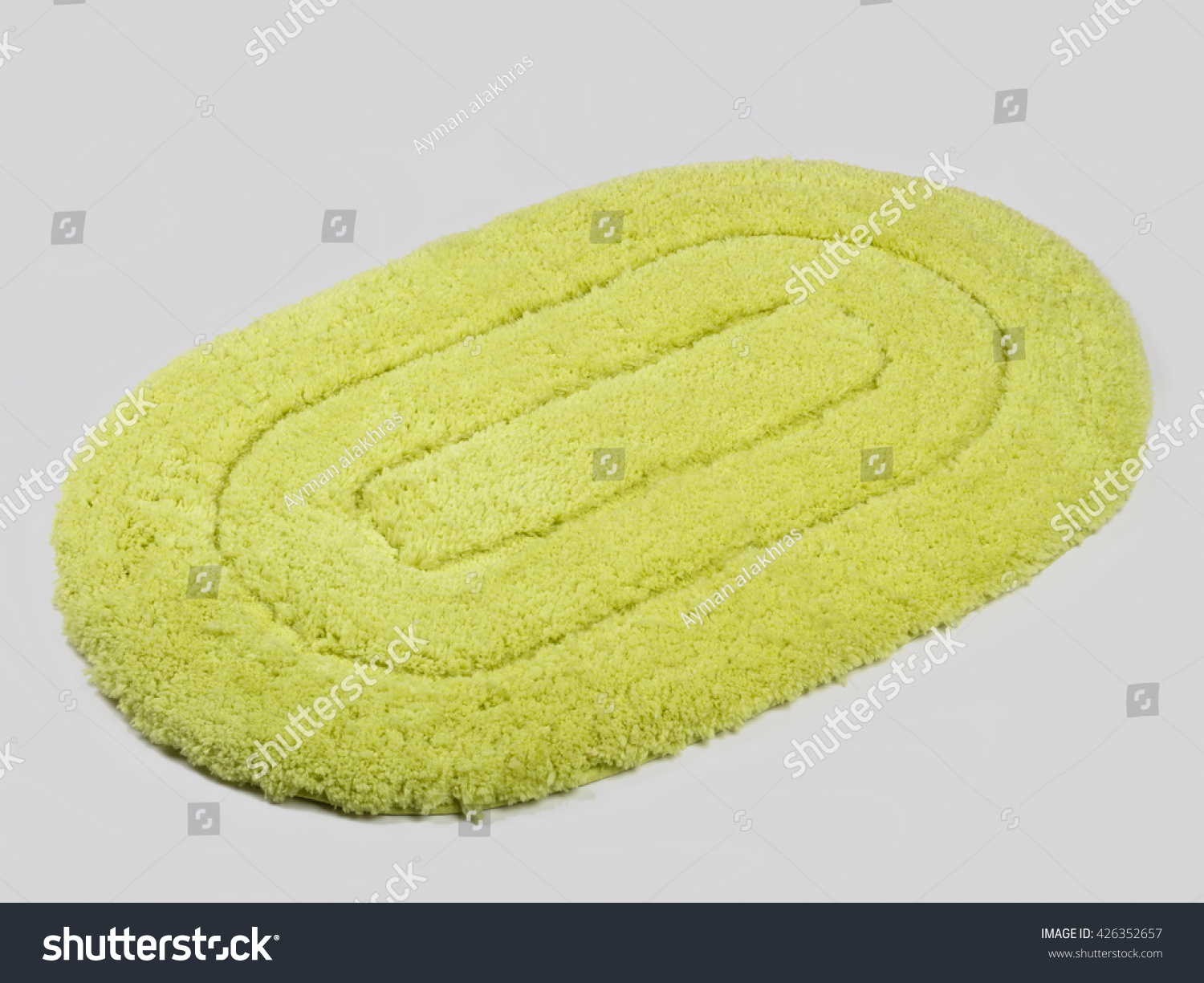 Oval Lime Bathroom Rug On White Objects Stock Image 426352657