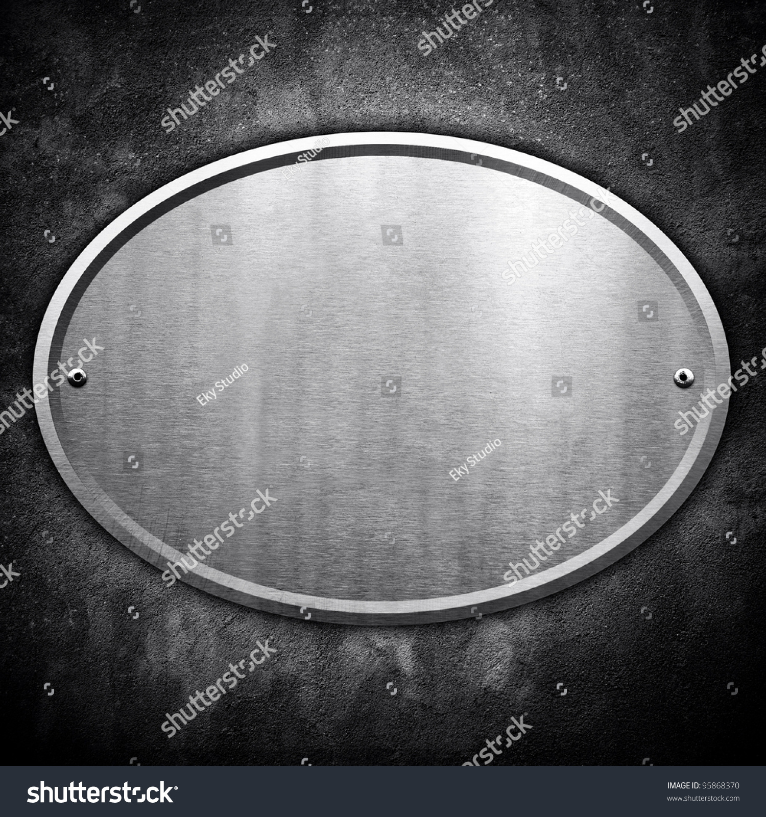 Oval Metal Plate On Wall Stock Photo 95868370 Shutterstock