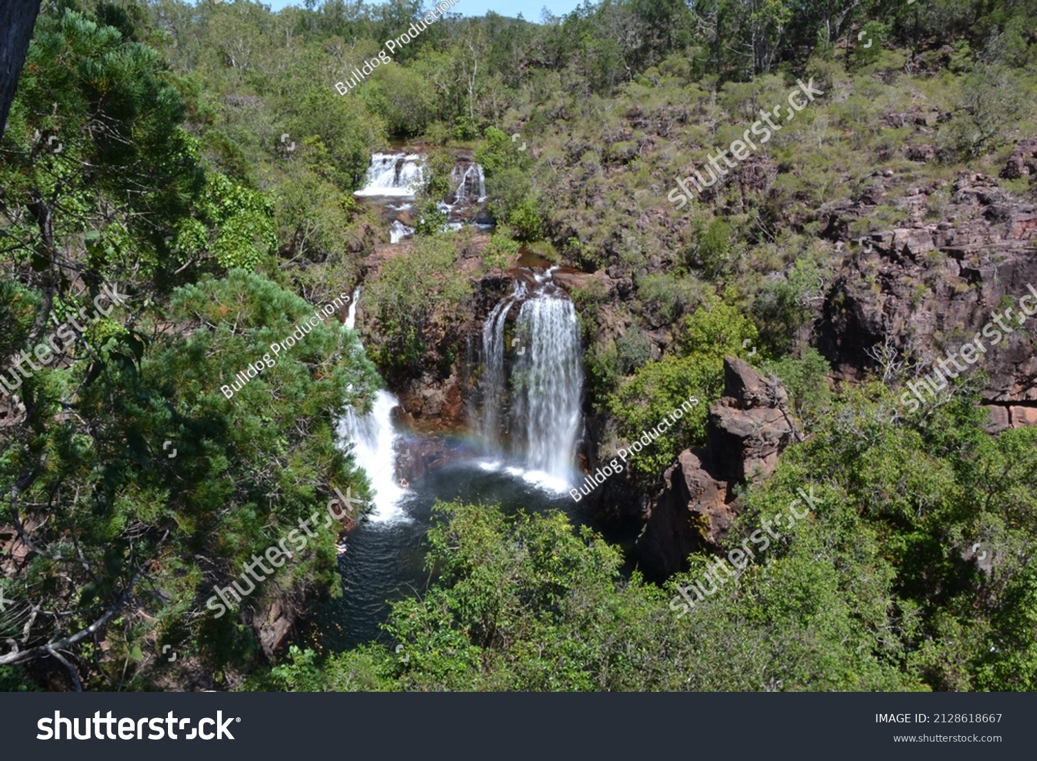 Overhead Shot Twin Waterfalls Stock Photo 2128618667 