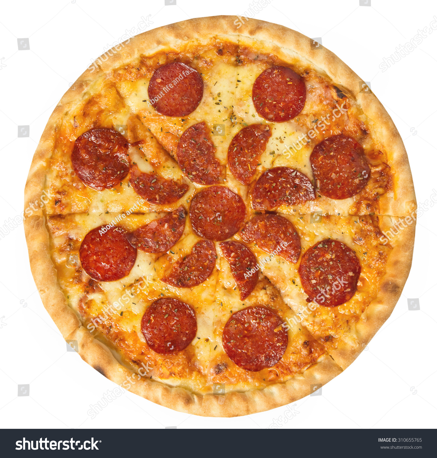 Overhead Studio Shot Isolated Pepperoni Pizza Stock Photo (Edit Now ...