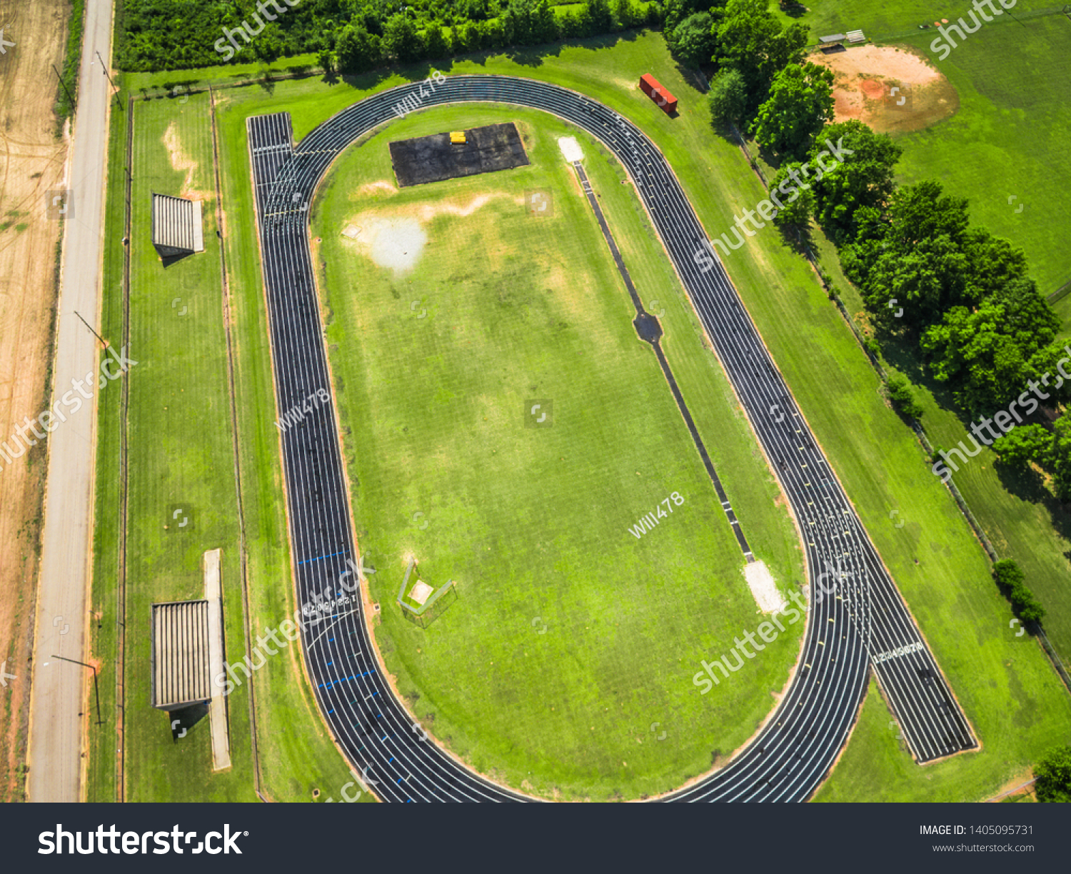 overhead view quarter mile track beside stock photo edit now 1405095731 https www shutterstock com image photo overhead view quarter mile track beside 1405095731