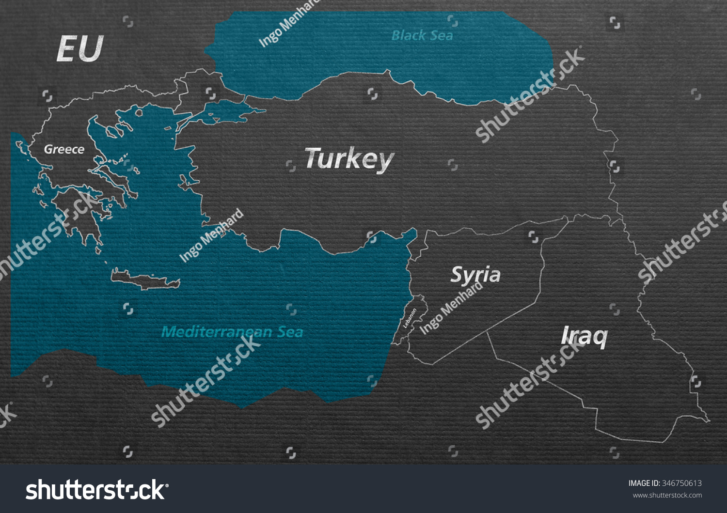 Stock Photo Overview Crisis Map Turkey Syria Iraq Lebanon Greece Eu 346750613 