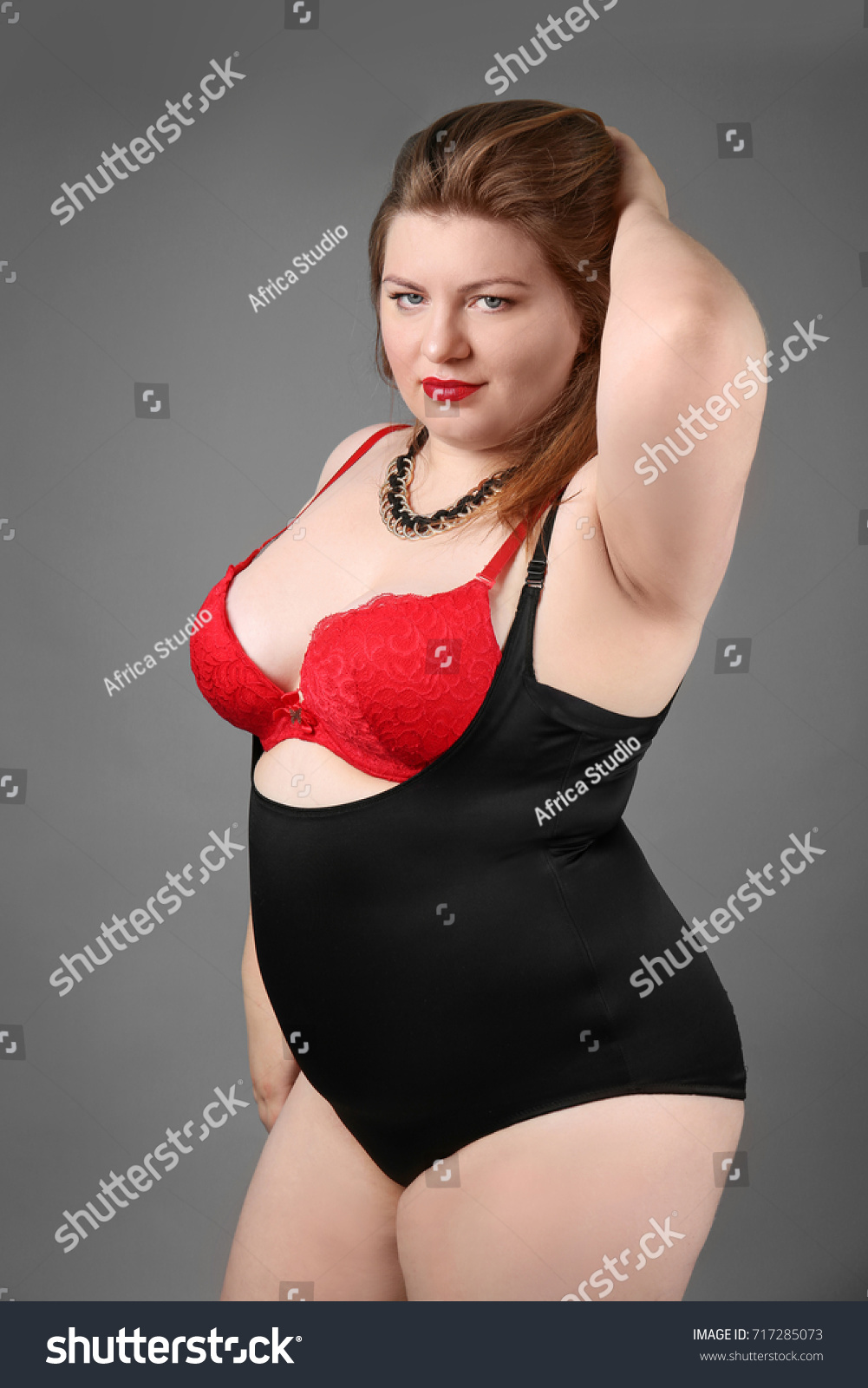 Overweight Woman Beautiful Underwear Posing On Foto Stok Shutterstock