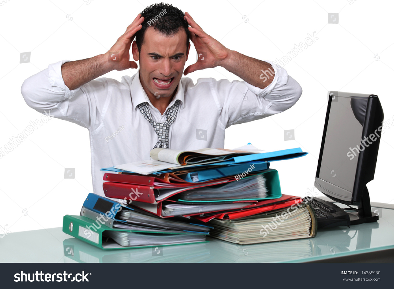 Overworked Office Worker Stock Photo 114385930 - Shutterstock