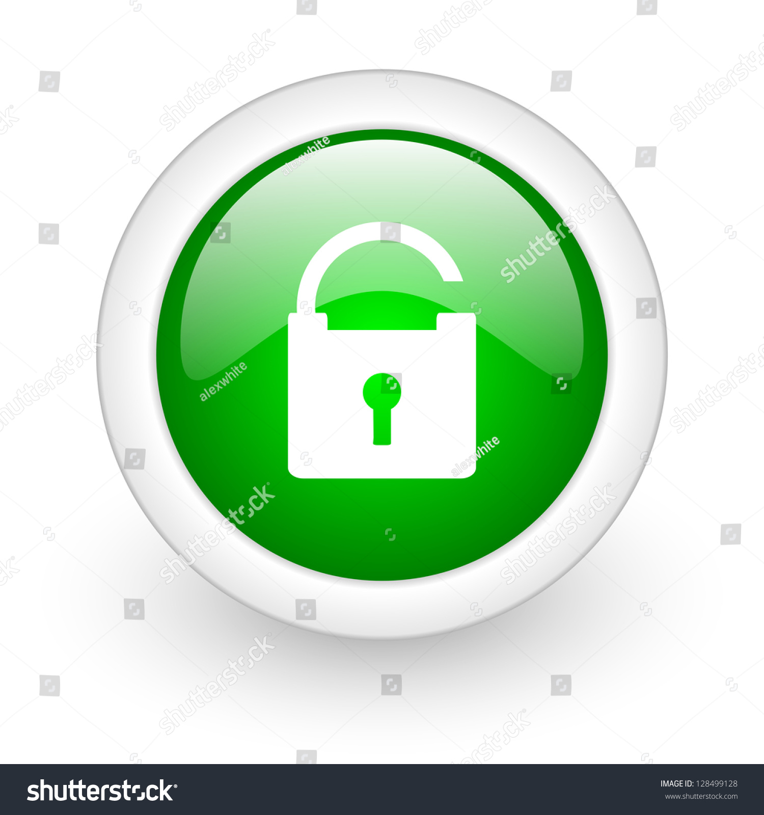 Padlock Green Circle Glossy Web Icon On White Background Stock Photo ...