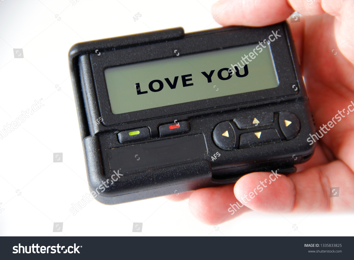 Pager Beeper Words Love You Hand Stock Photo Edit Now