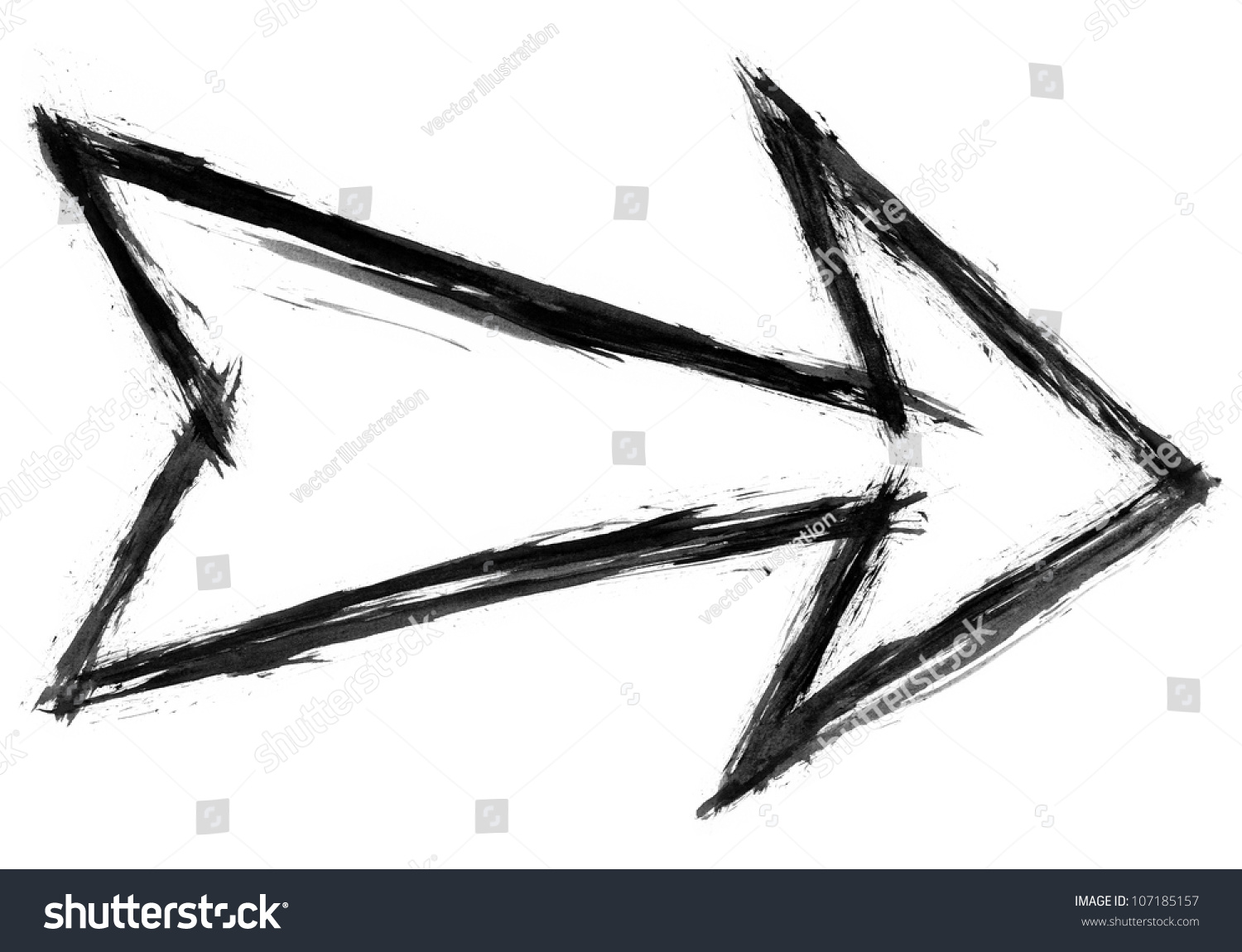 Paint Brush Stroke Black Arrow. Shape Isolated On White Background And ...