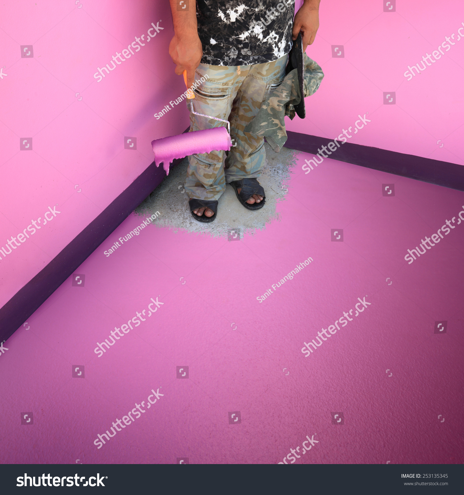 Painters Mansion Roller Dipped Pink Paint Stock Photo Edit Now