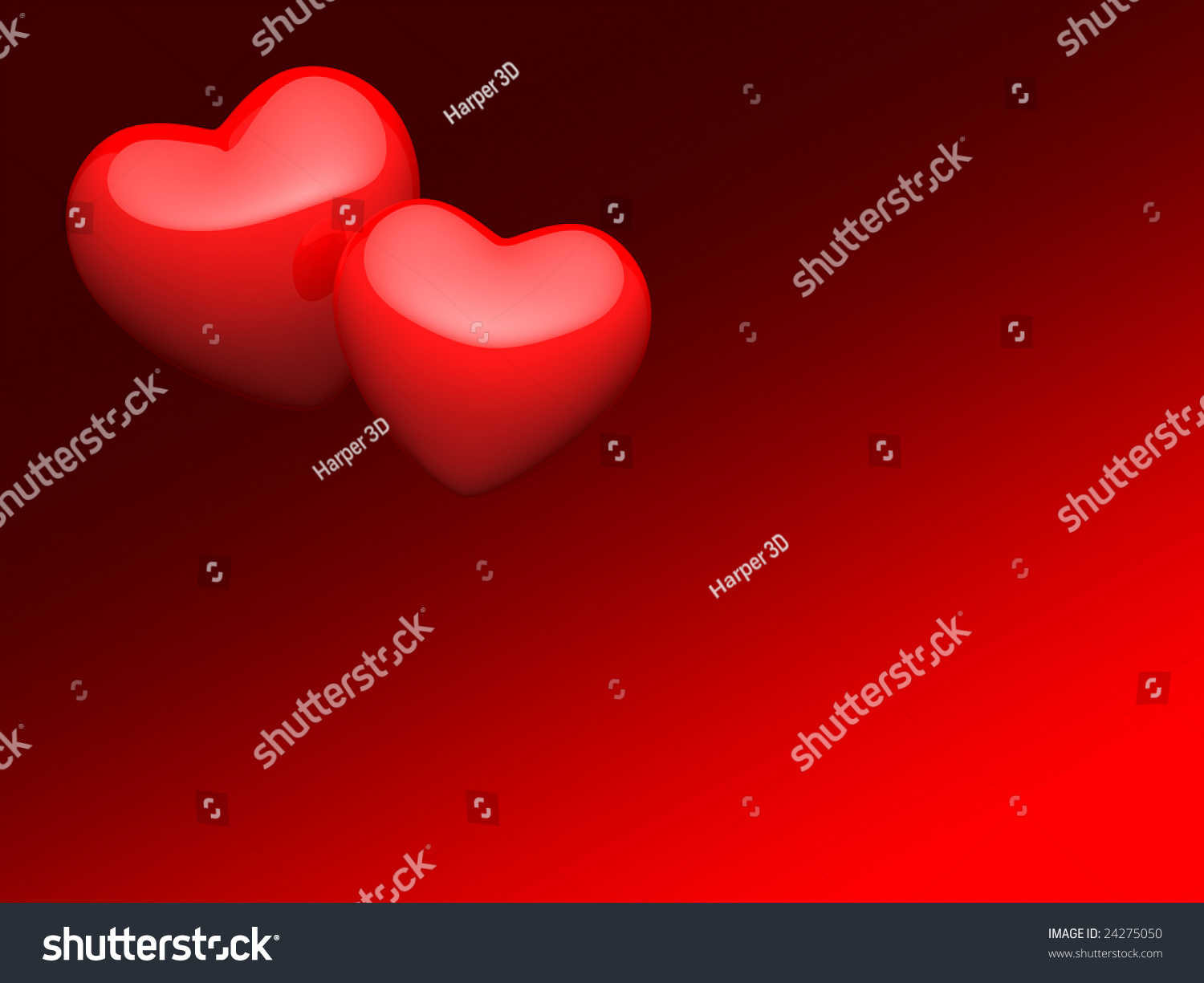 Pair Of Hearts On Beautiful Gradient Background With Place For Text ...