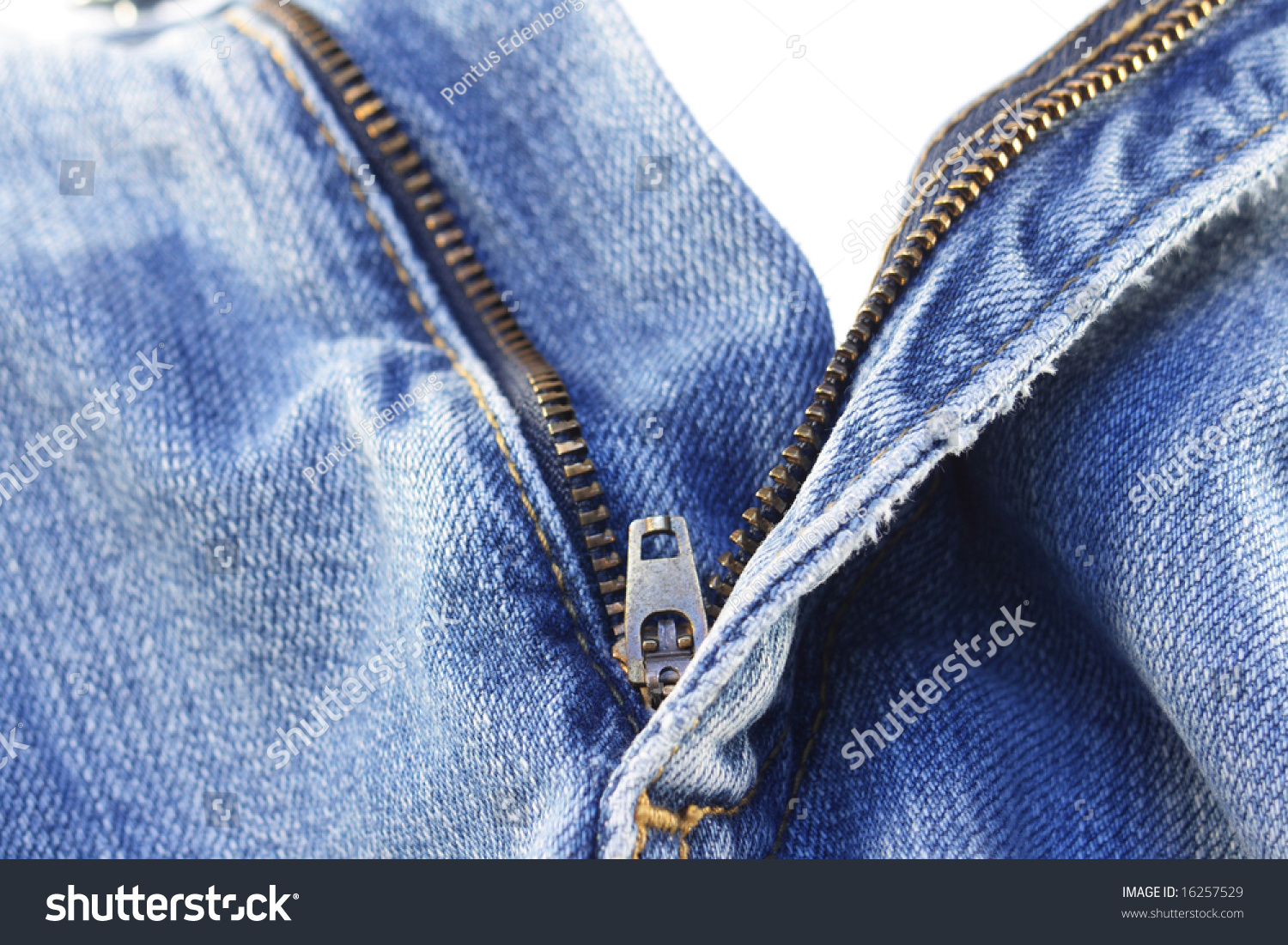 Pair Of Jeans With Zipper In Close-Up Stock Photo 16257529 : Shutterstock