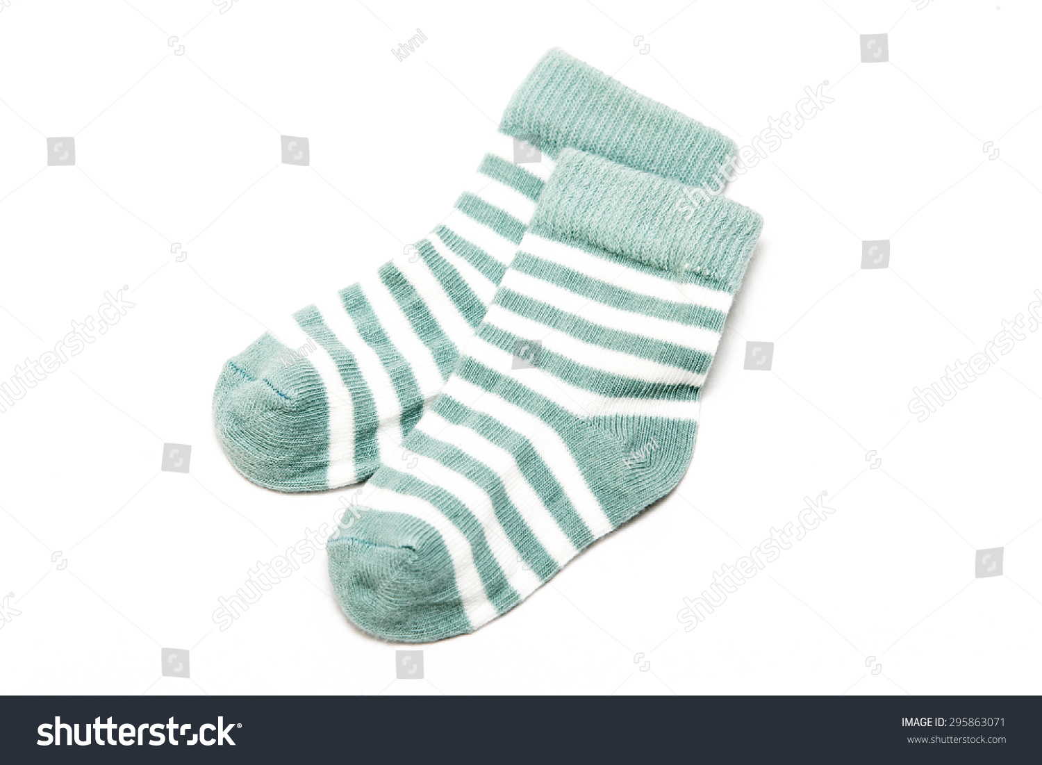 Pair Mint Green Baby Socks Isolated 