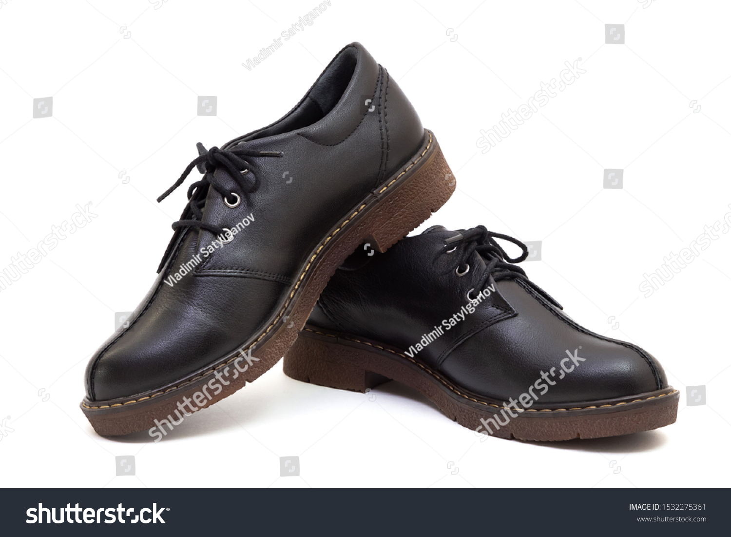 black leather half boots