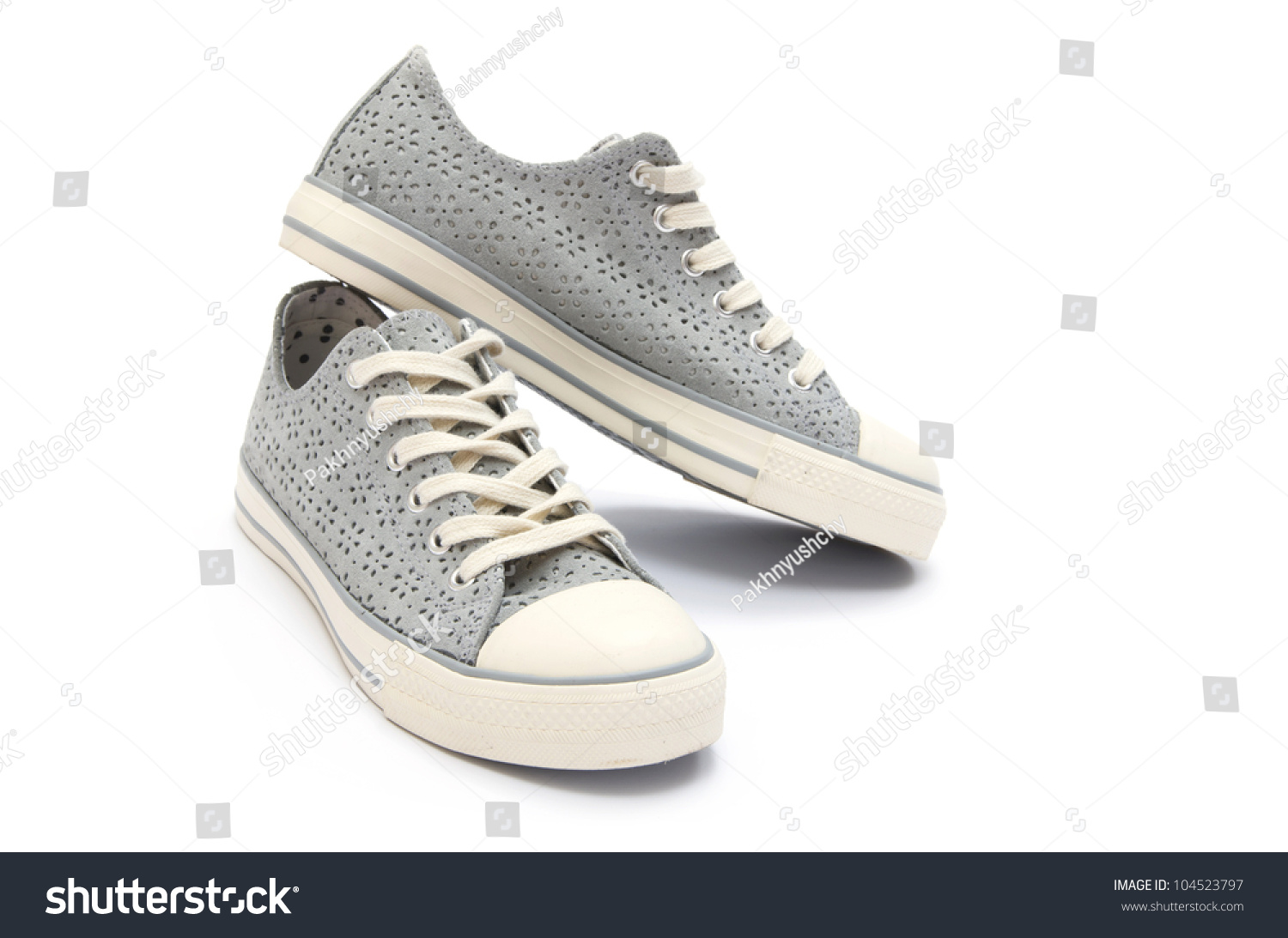 Pair Of Sneakers Isolated On White Background Stock Photo 104523797 ...
