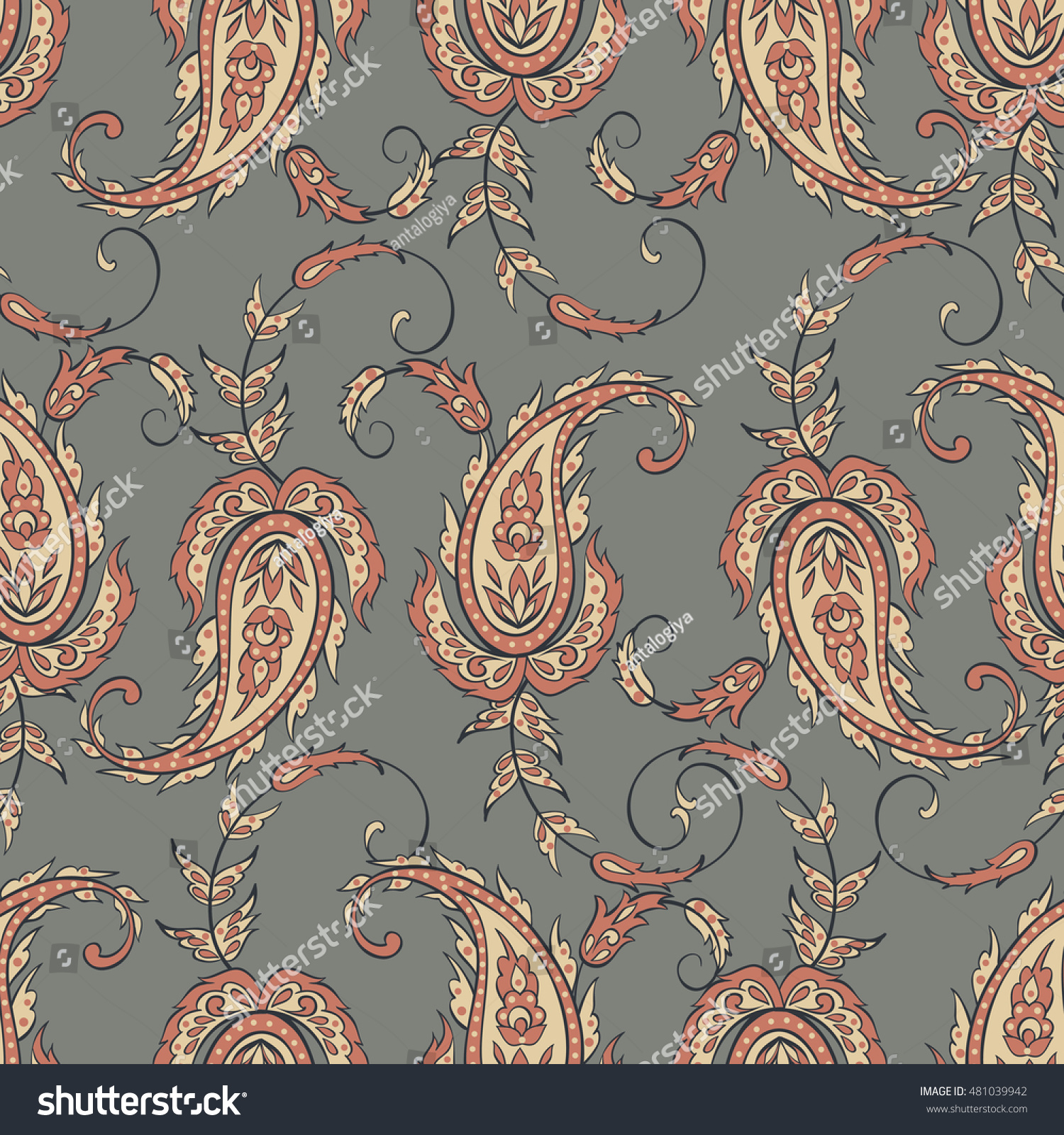 Colorful floral seamless pattern Plants ornament Decorative Colorful floral seamless pattern Plants ornament Decorative flowers and Paisley Design for fabrics cards web
