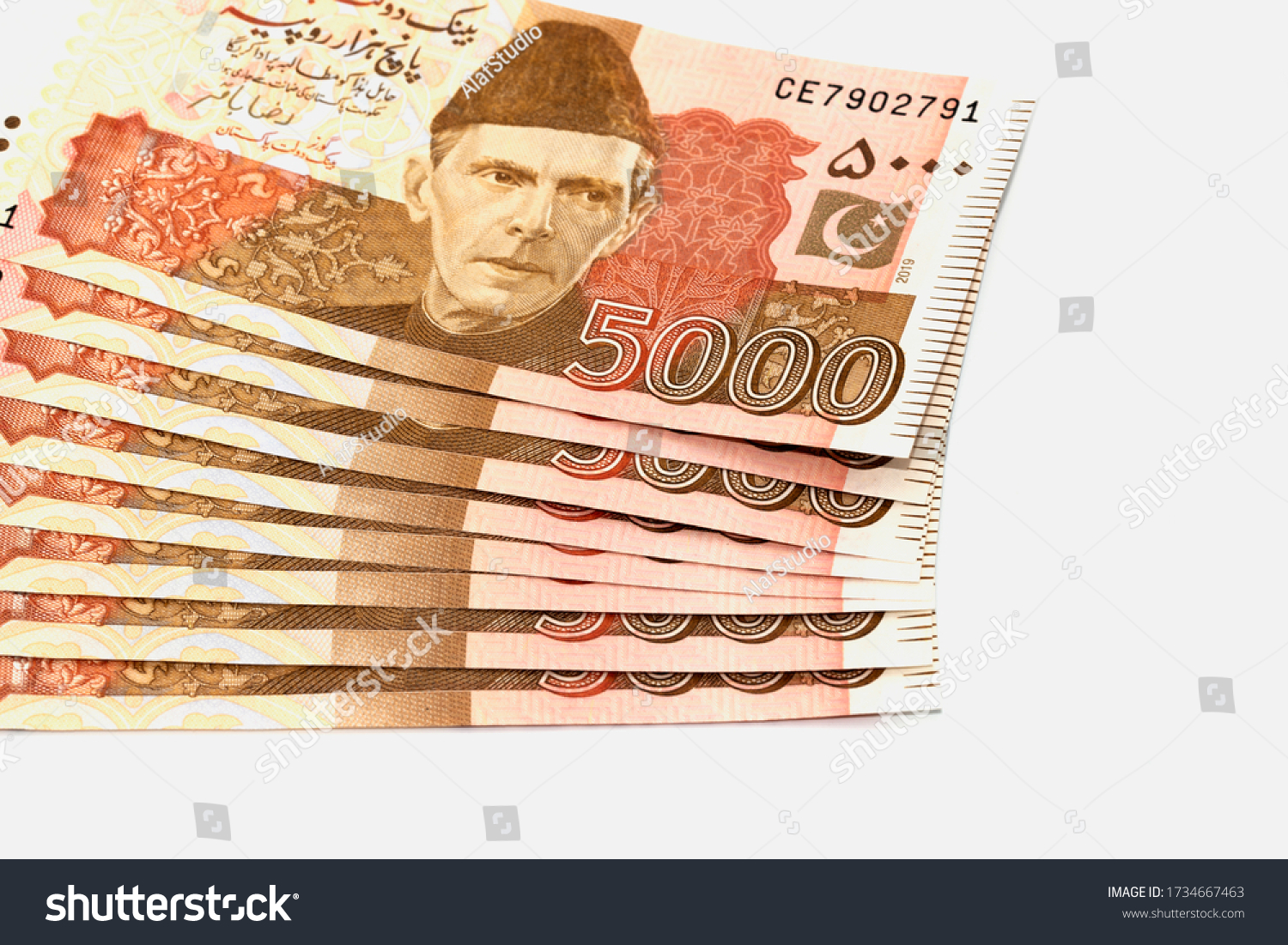 Pakistani Rupees Pakistani Currency Notes 5000 Stock Photo 1734667463 