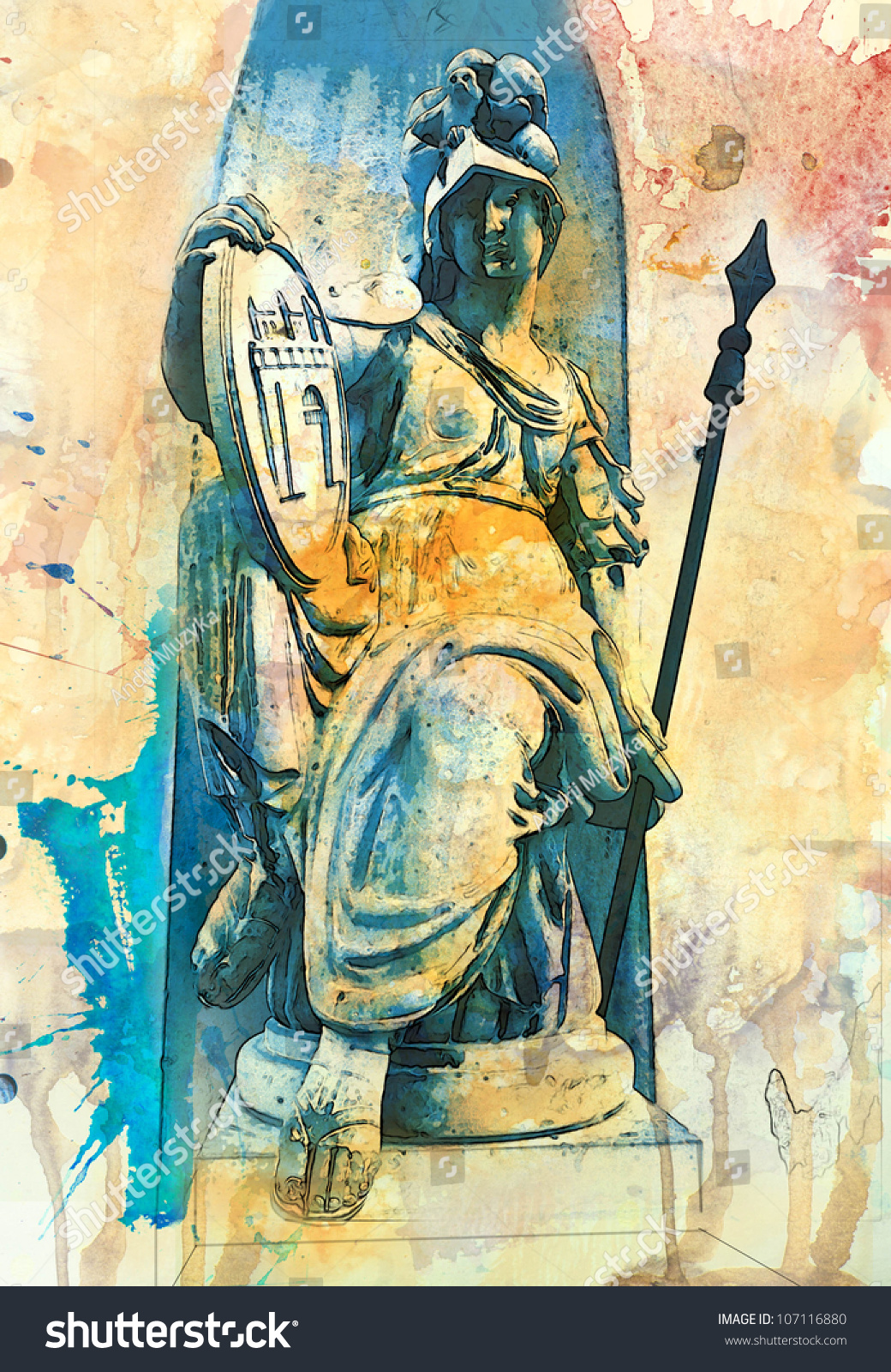 Pallas Athena Statue Budapest Hungary Artwork Stock Photo Edit Now