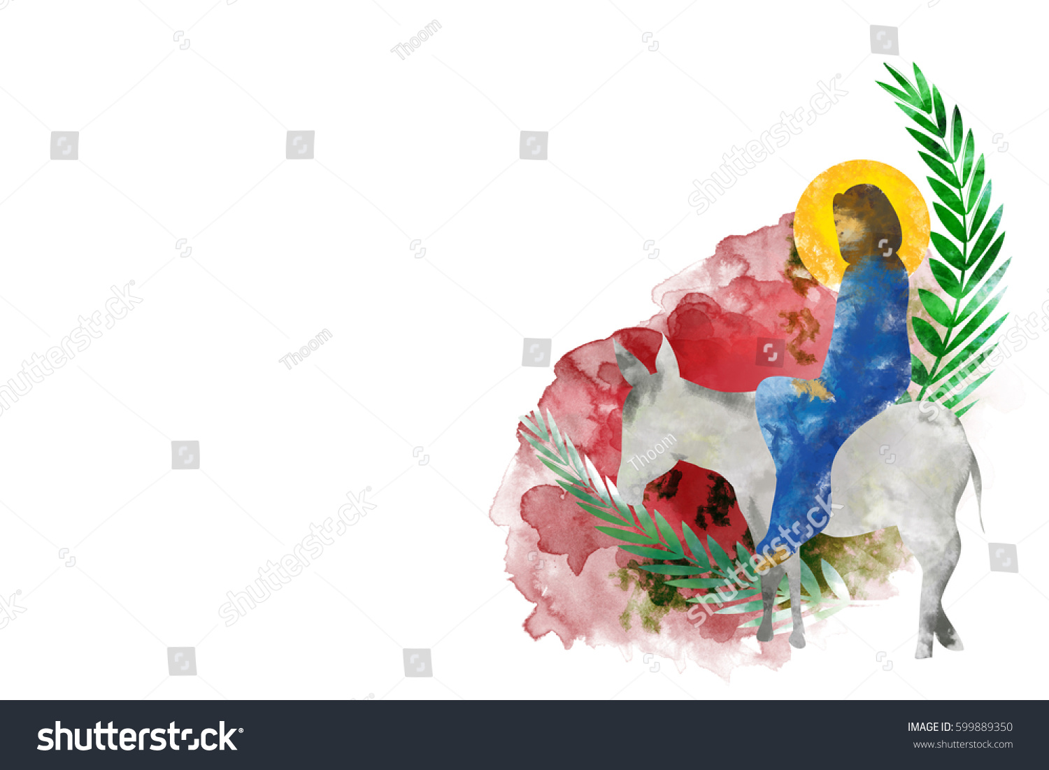 Palm Sunday Triumphal Entry Jesus Into Stock Illustration 599889350