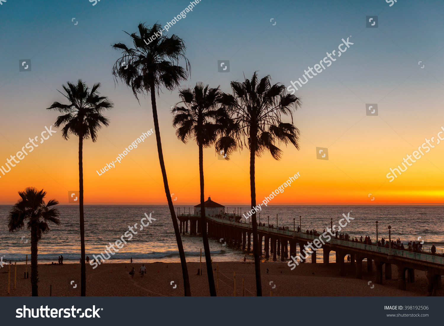 Palm Trees Over Los Angeles Beach Stock Photo (Edit Now) 398192506