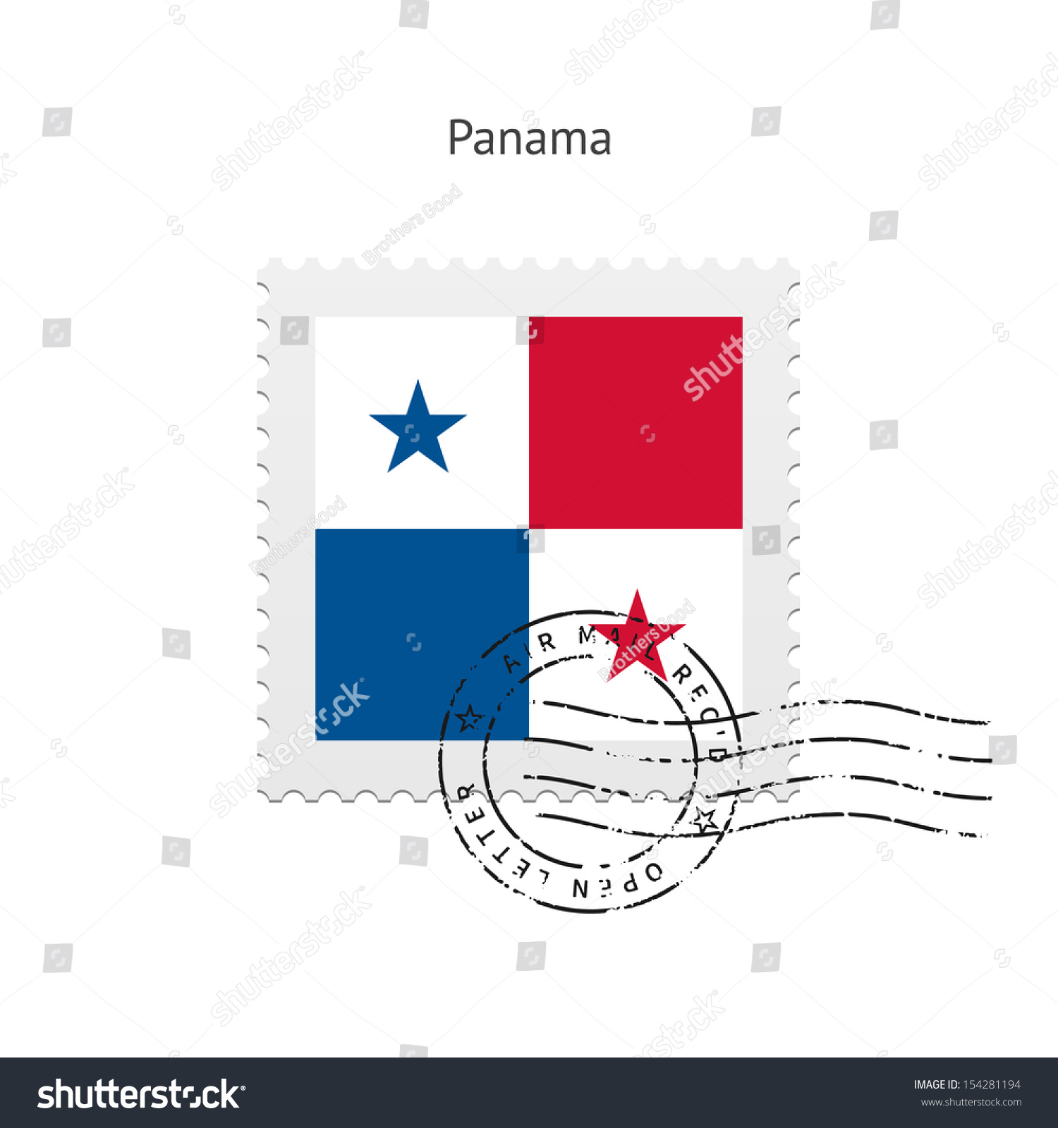 Panama Flag Postage Stamp On White Stock Illustration 154281194