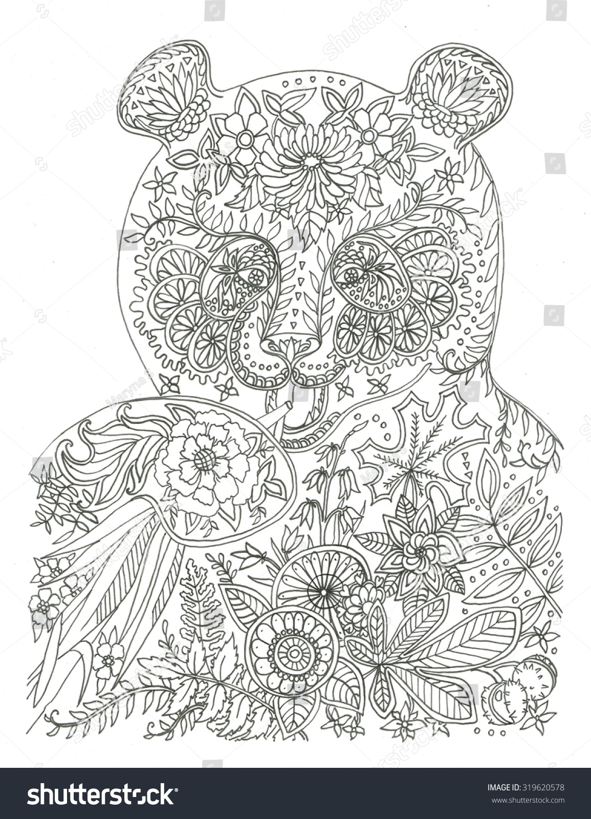 Panda Animal Coloring Page 스톡 일러스트 319620578 | Shutterstock