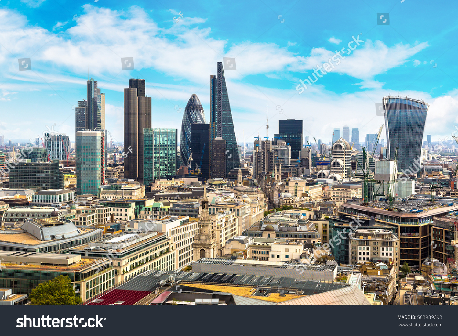 Panoramic Aerial View London Skyscrapers Financial Stock Photo ...