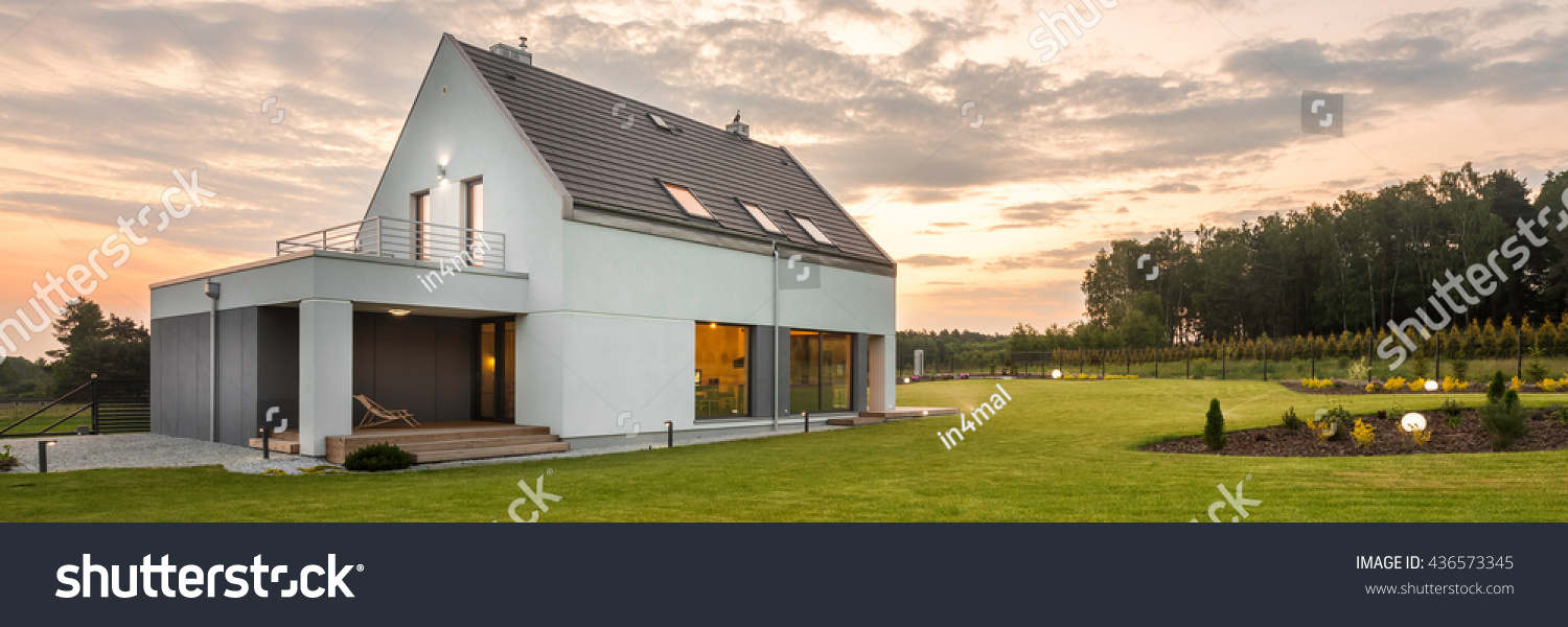 Panoramic Photo New Style White Villa Stock Photo 436573345 | Shutterstock