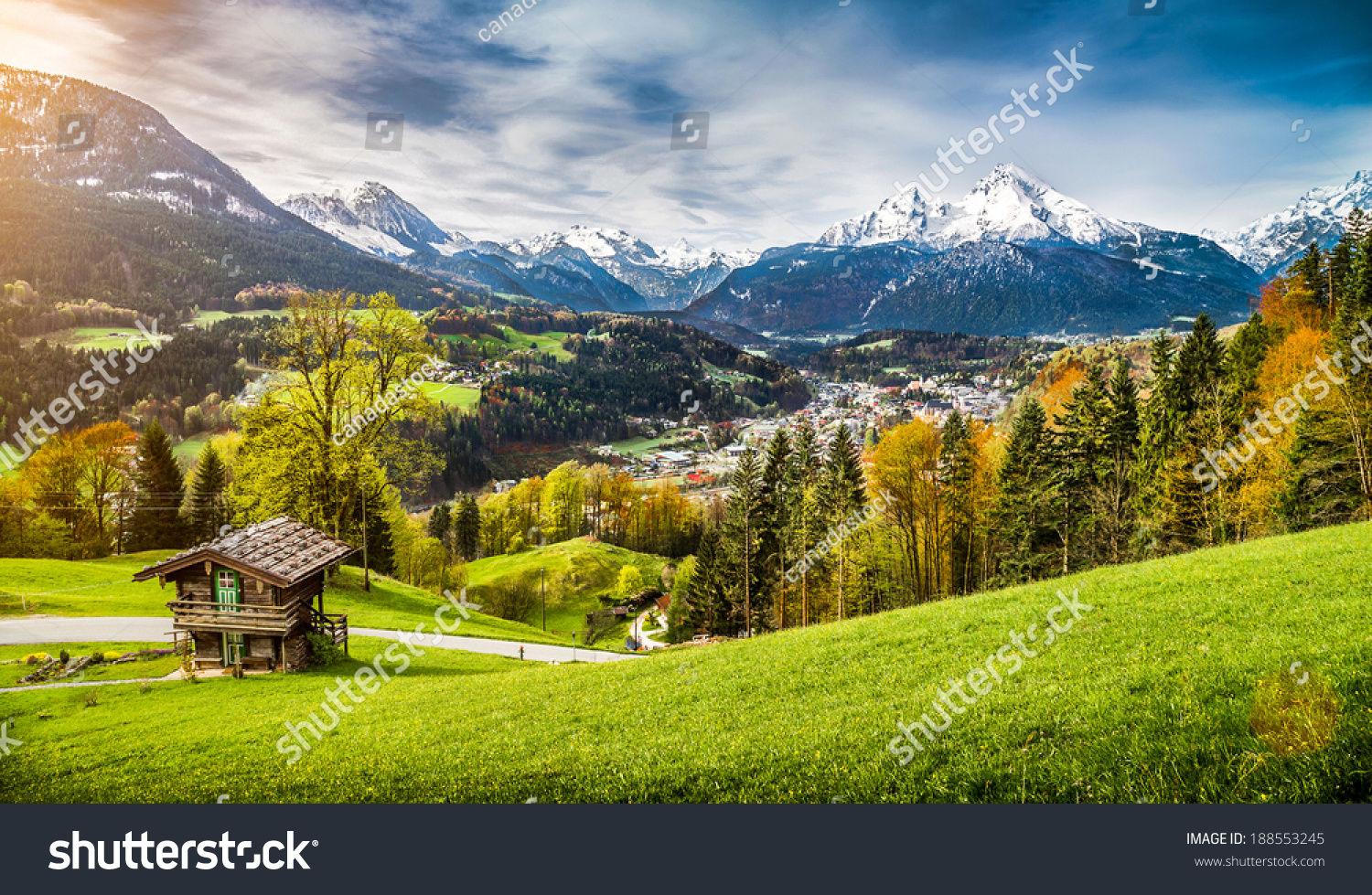 Panoramic View Beautiful Mountain Landscape Bavarian Stock Photo ...