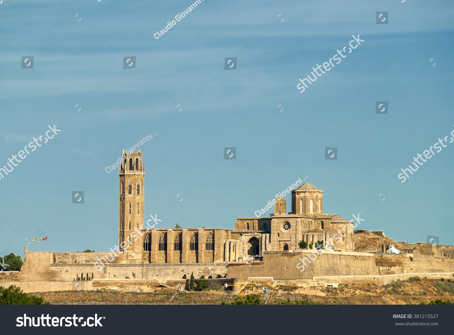 Panoramic view of Lerida (Lleida, Catalunya, Spain) at summer. The historic city