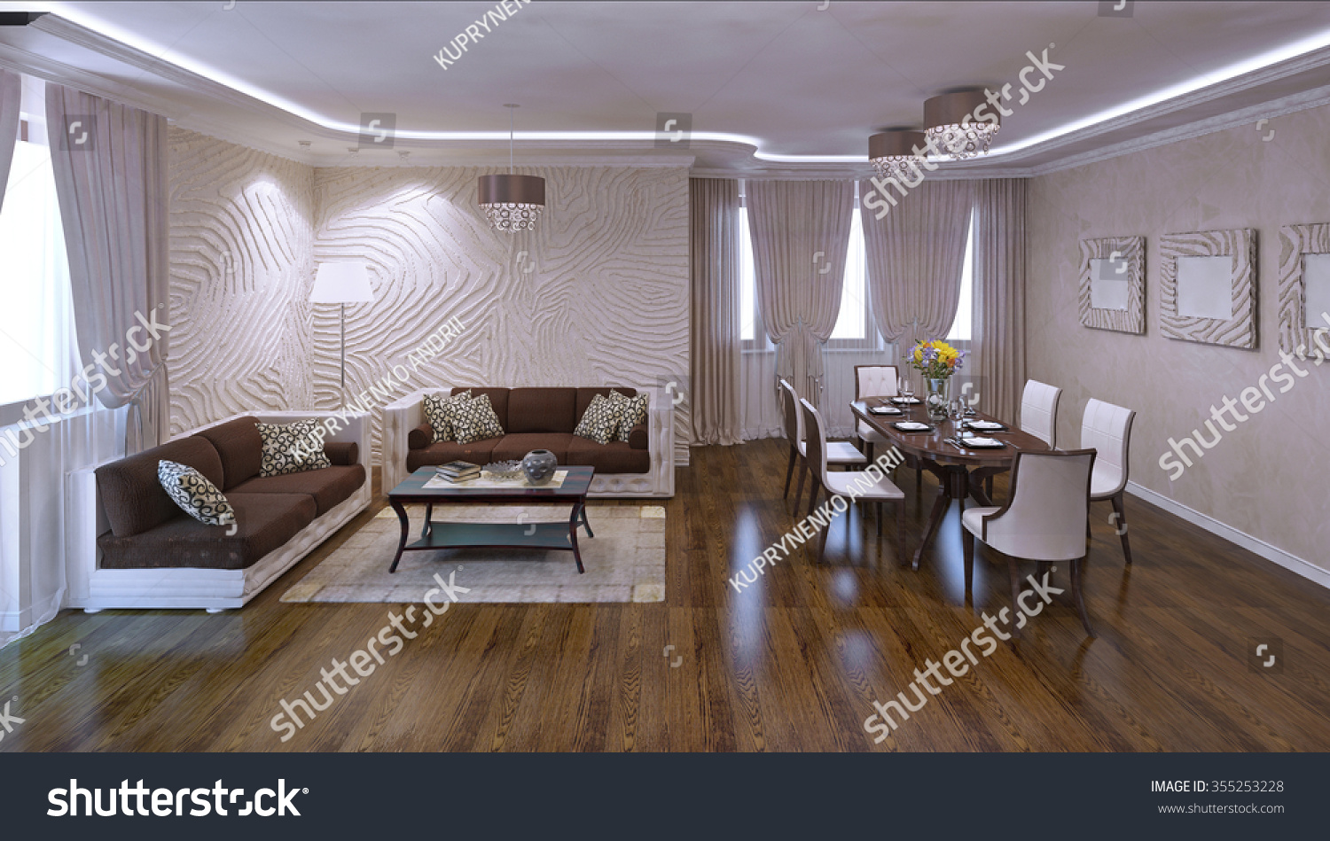 Panoramic View Living Room Studio Modern Royalty Free